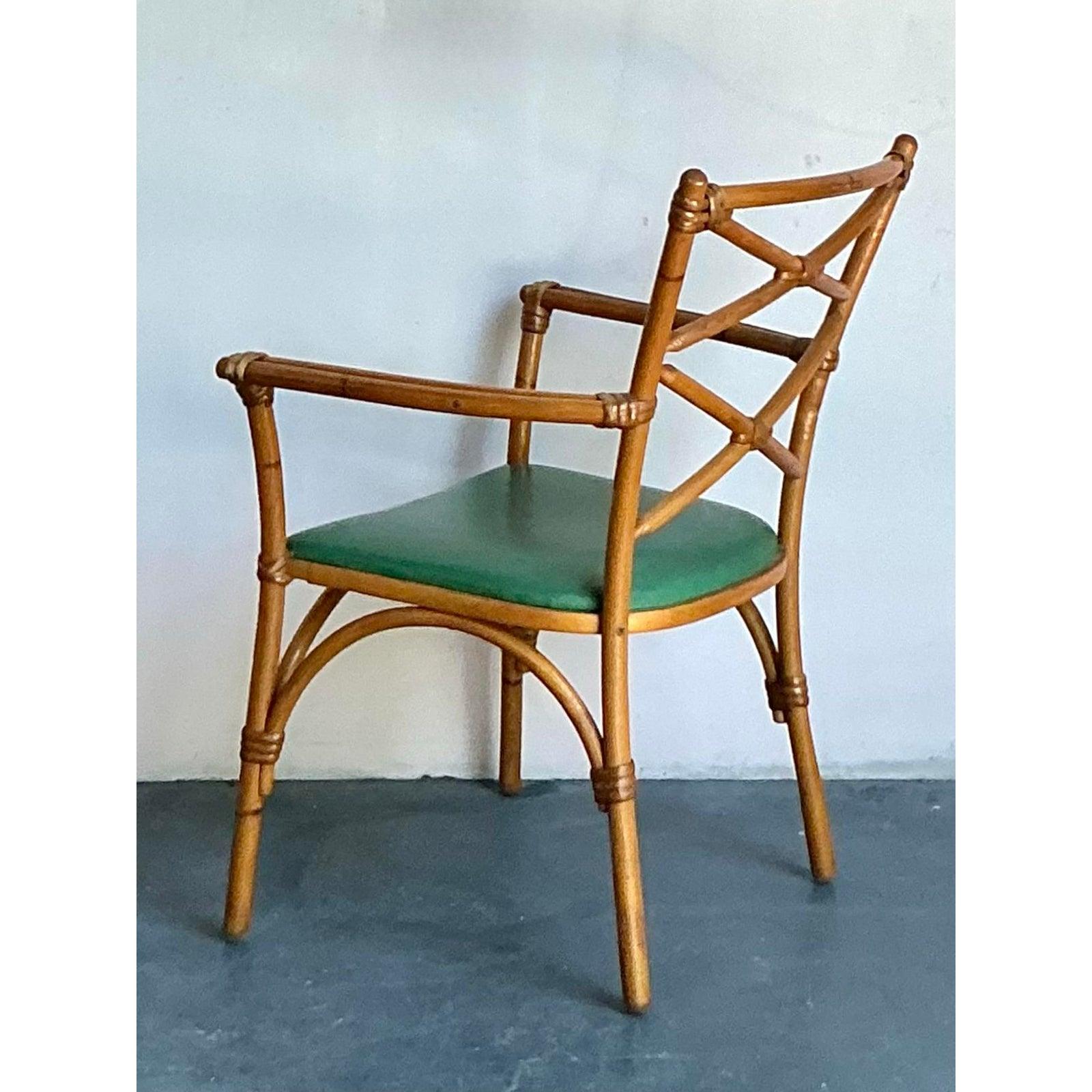 Chaise de bureau vintage en rotin courbé Heywood Wakefield Mid-Century Modern Bon état - En vente à West Palm Beach, FL