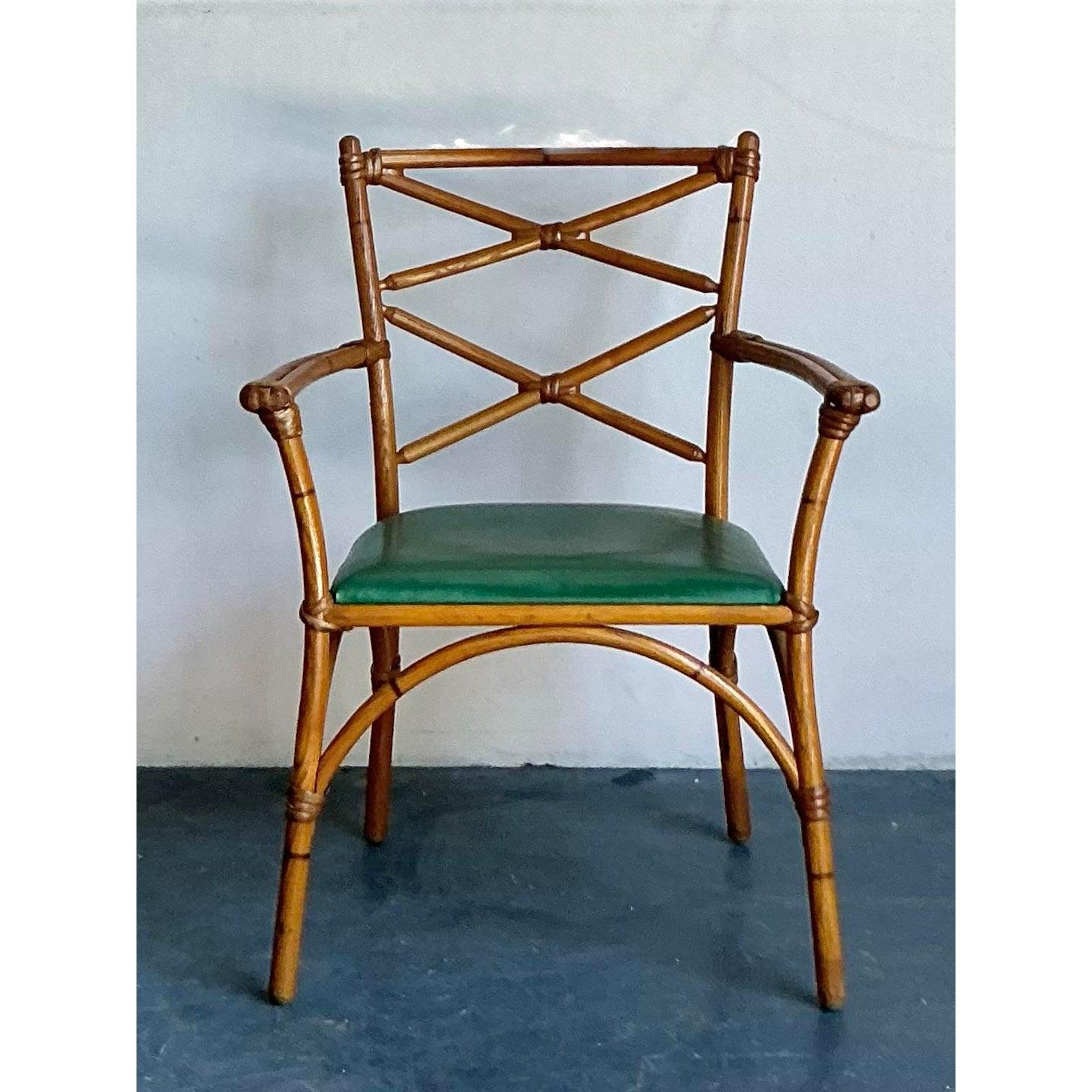 Chaise de bureau vintage en rotin courbé Heywood Wakefield Mid-Century Modern en vente 1