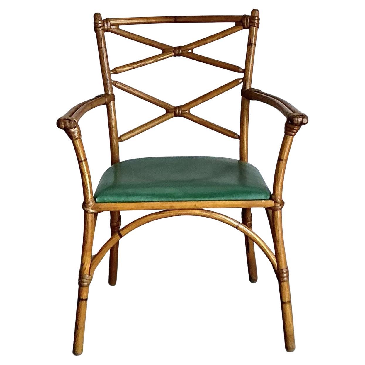 Vintage Heywood Wakefield Mid-Century Modern Bent Rattan Desk Chair