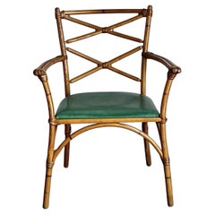 Vintage Heywood Wakefield Mid-Century Modern Bent Rattan Desk Chair