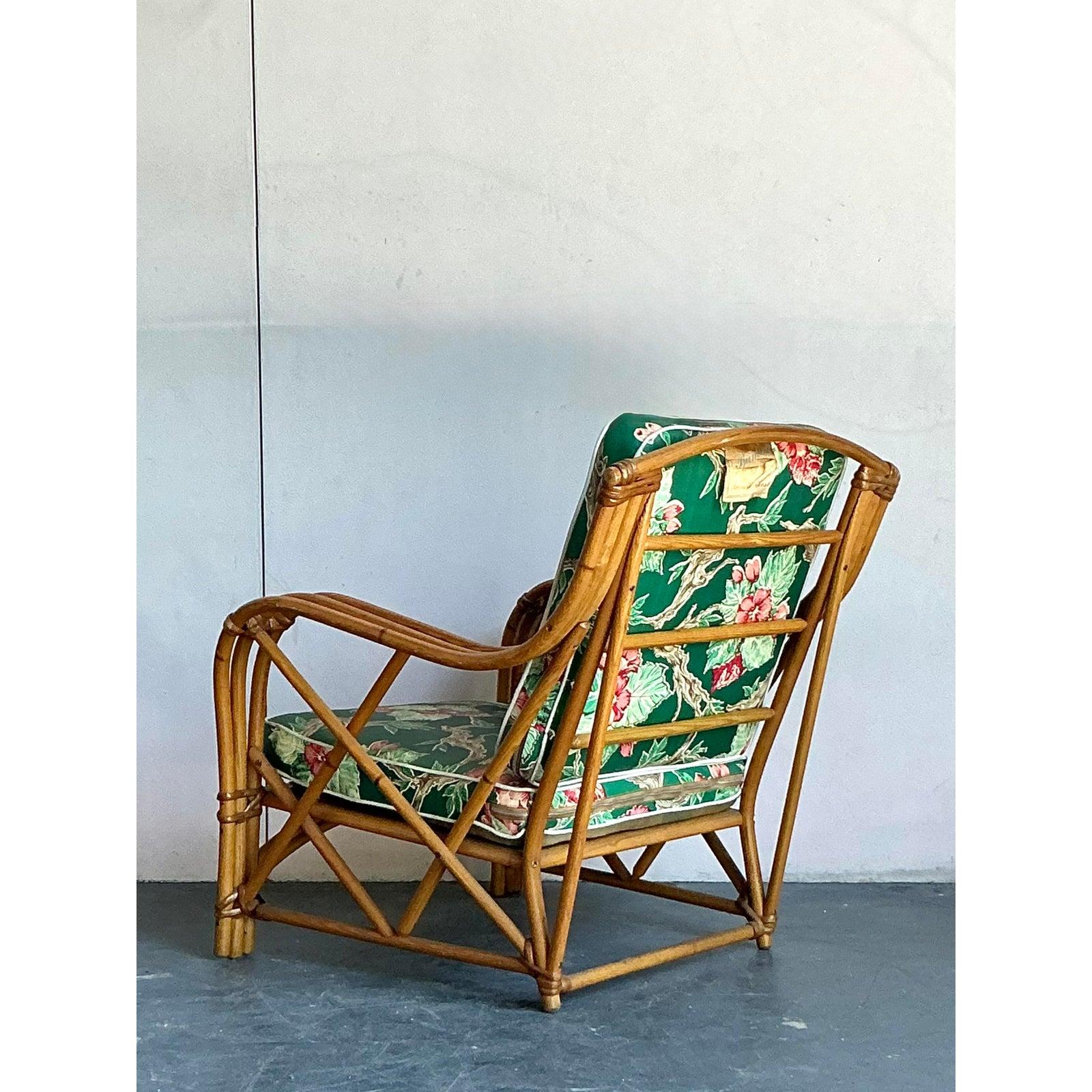 Vintage Heywood Wakefield Mid-Century Modern Bent Rattan Lounge Chair (amerikanisch) im Angebot