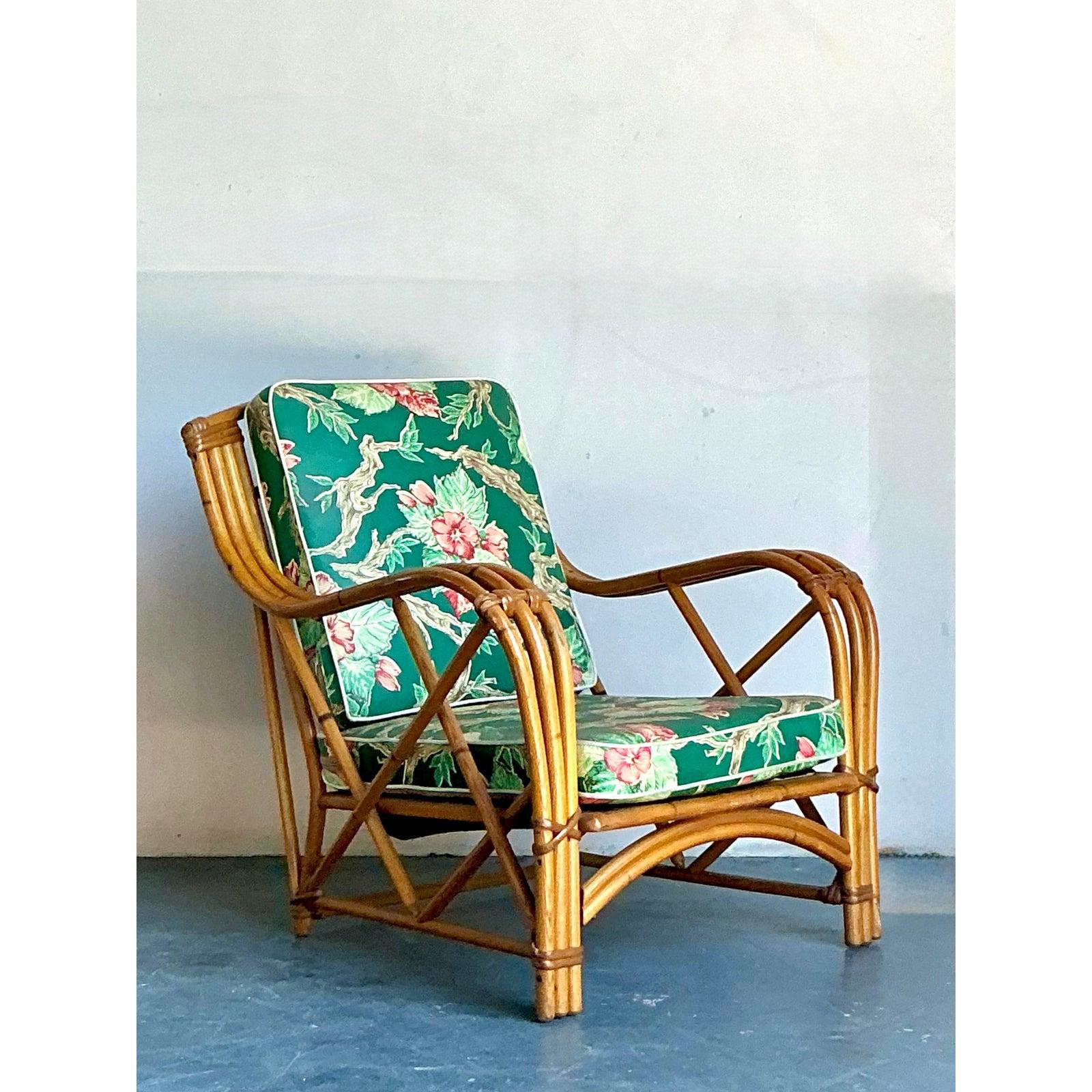 Vintage Heywood Wakefield Mid-Century Modern Bent Rattan Lounge Chair im Zustand „Gut“ im Angebot in West Palm Beach, FL