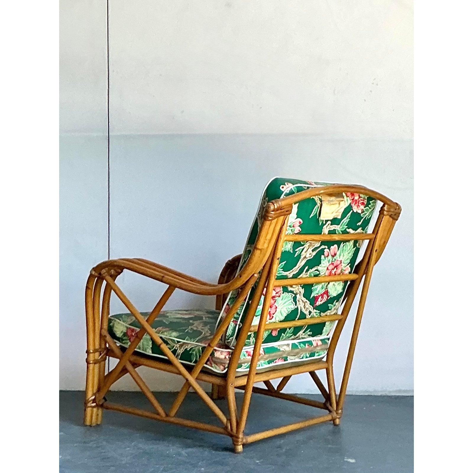 Vintage Heywood Wakefield Mid-Century Modern Bent Rattan Lounge Chair (20. Jahrhundert) im Angebot