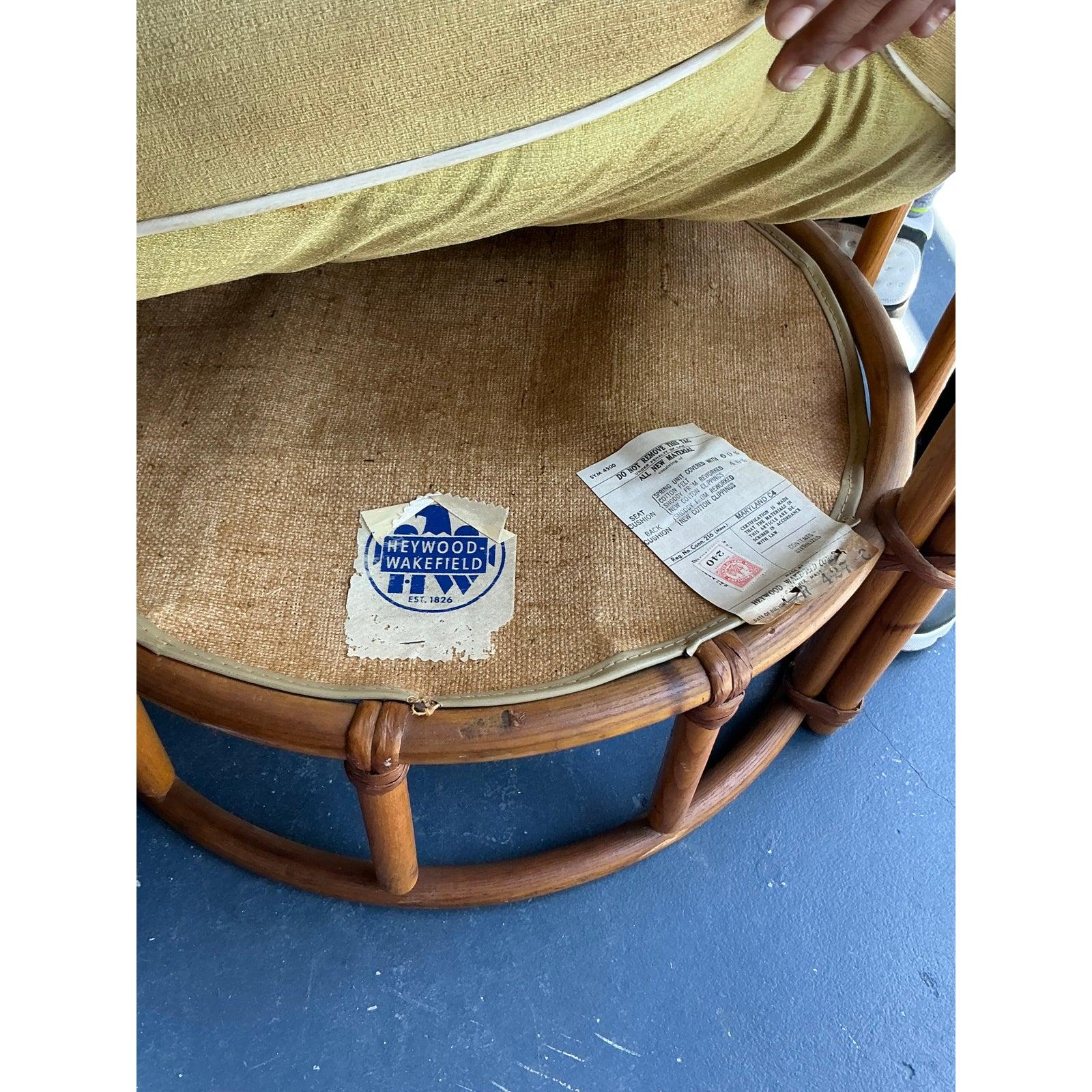 Vintage Heywood Wakefield Mid-Century Modern Bent Rattan Lounge Chair im Angebot 2