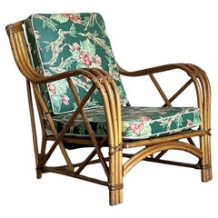 Vintage Heywood Wakefield Mid-Century Modern Bent Rattan Lounge Chair
