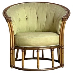 Vintage Heywood Wakefield Mid-Century Modern Bent Rattan Lounge Chair