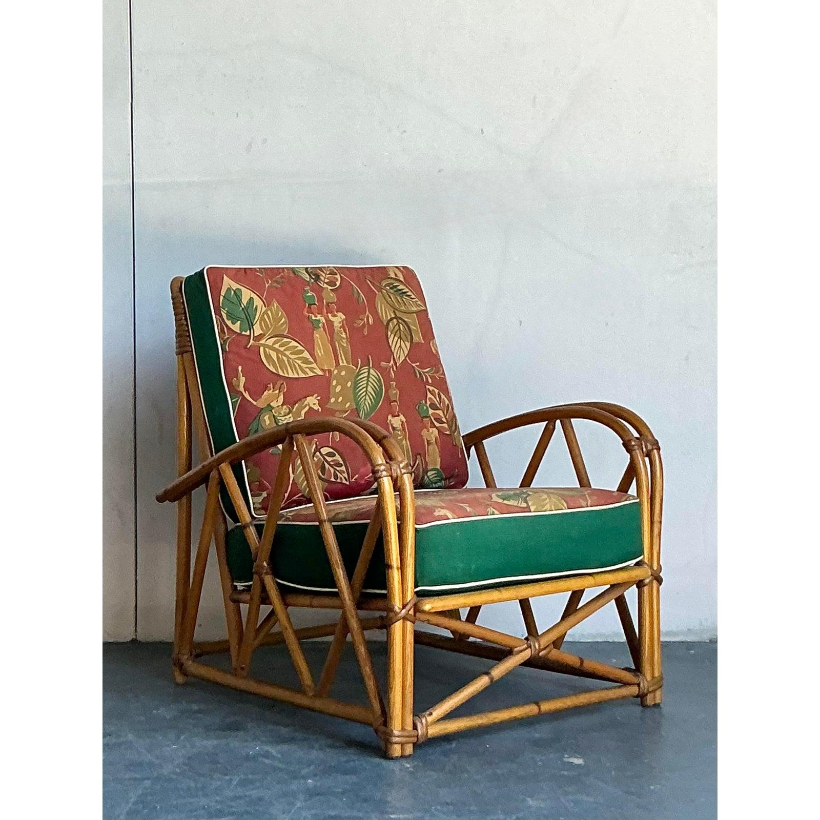 Vintage Heywood Wakefield Mid-Century Modern Rattan Lounge Chair For Sale 3