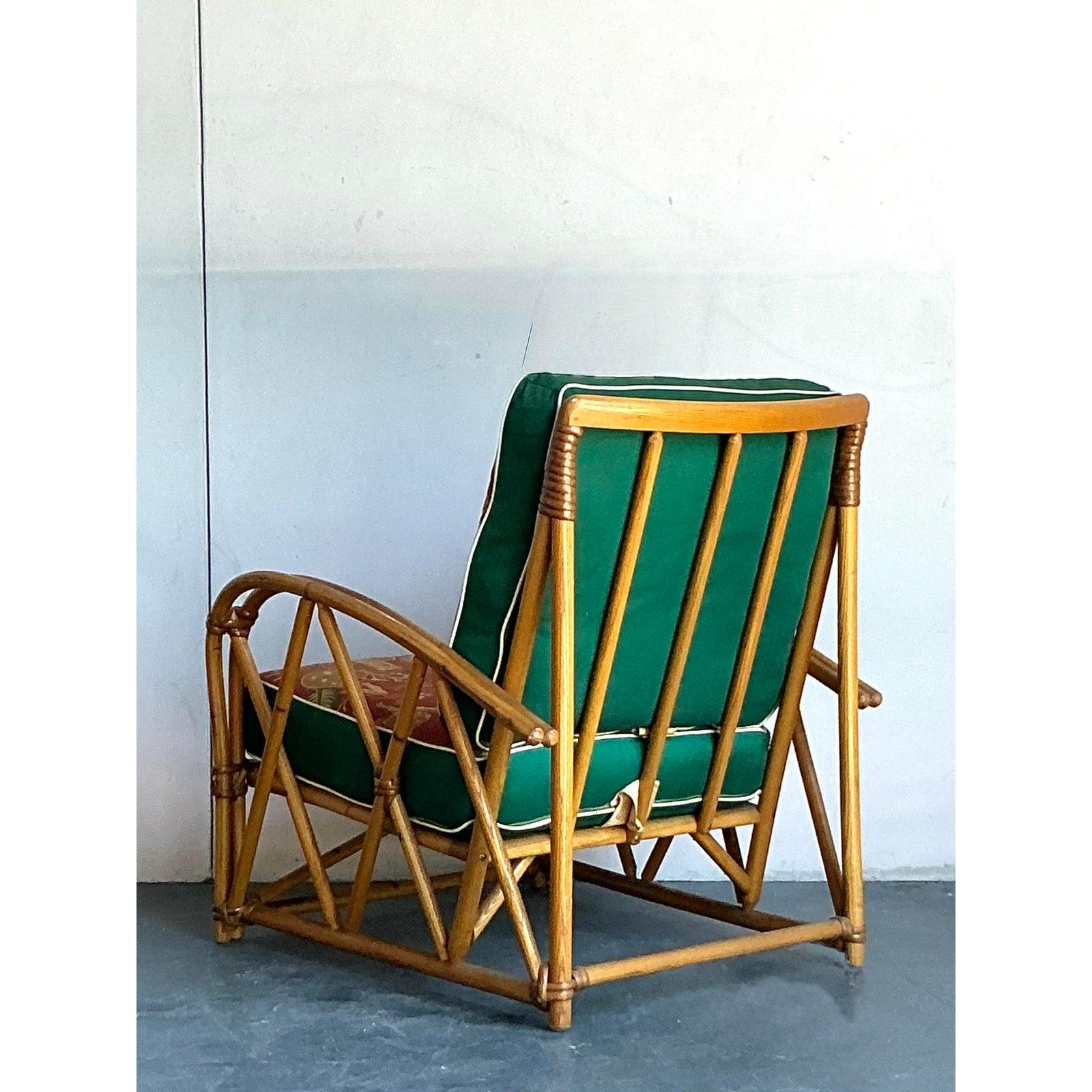 Vintage Heywood Wakefield Mid-Century Modern Rattan Lounge Chair For Sale 4