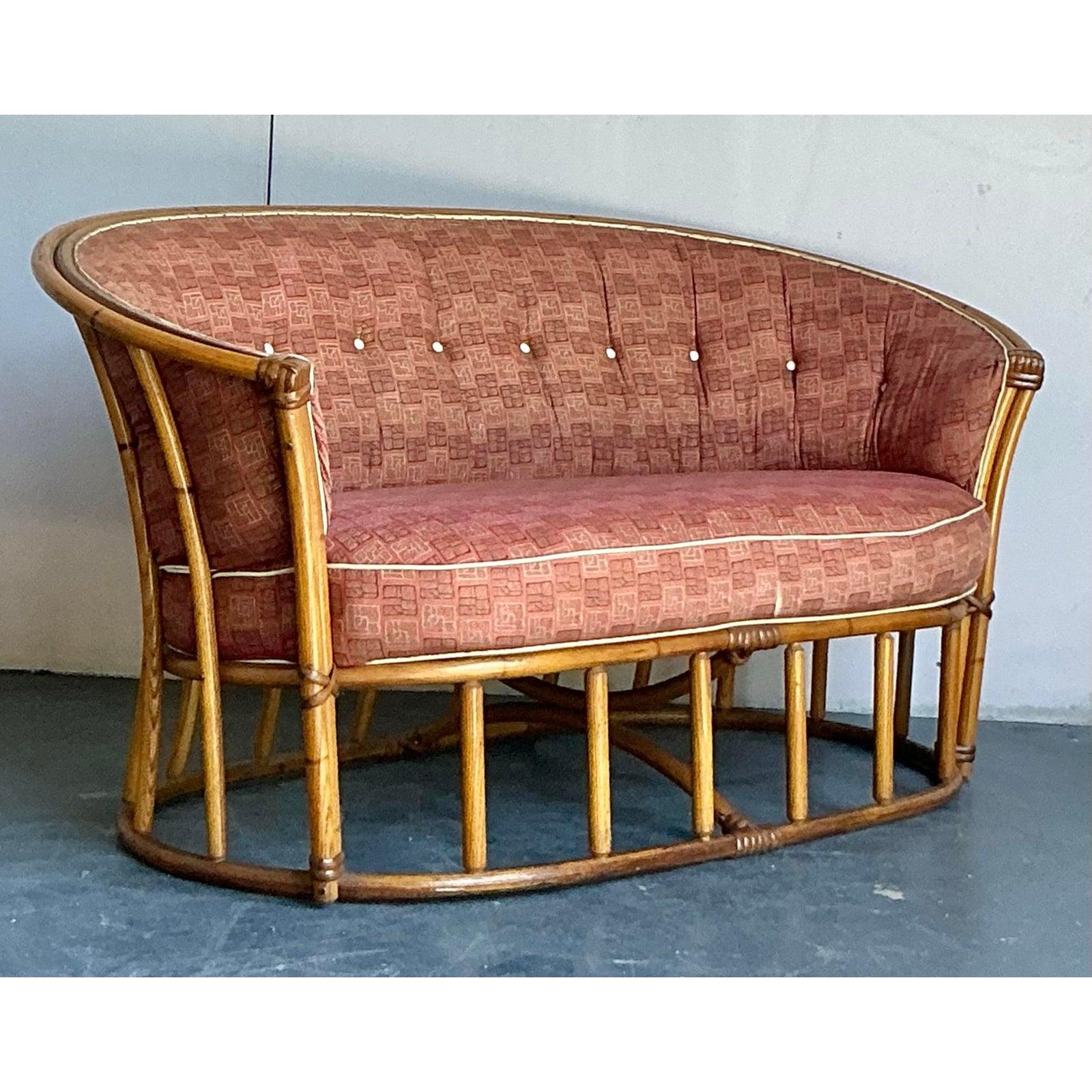 Vintage Heywood Wakefield Loveseat de bañera moderno de mediados de siglo en venta 1