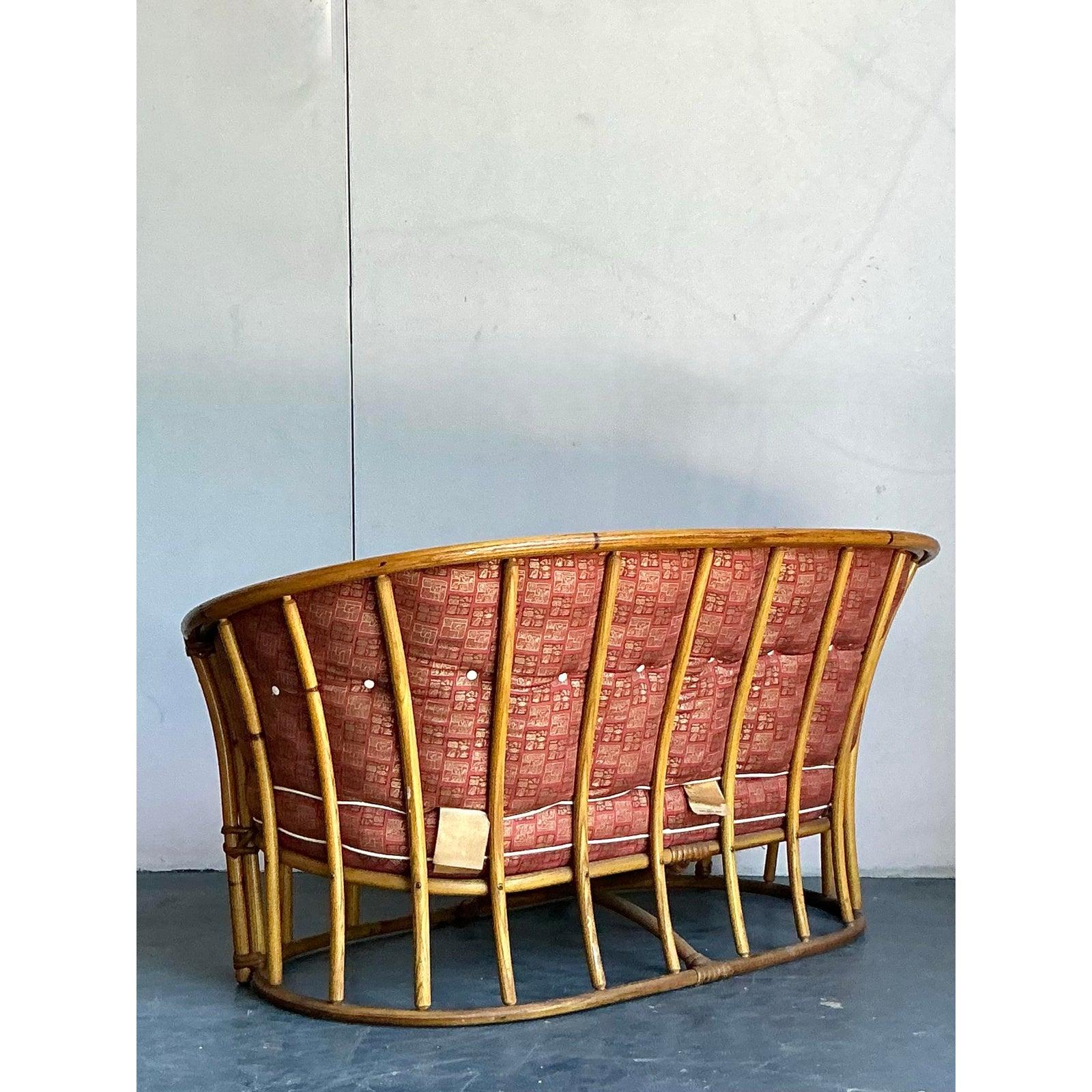 Vintage Heywood Wakefield Loveseat de bañera moderno de mediados de siglo en venta 2