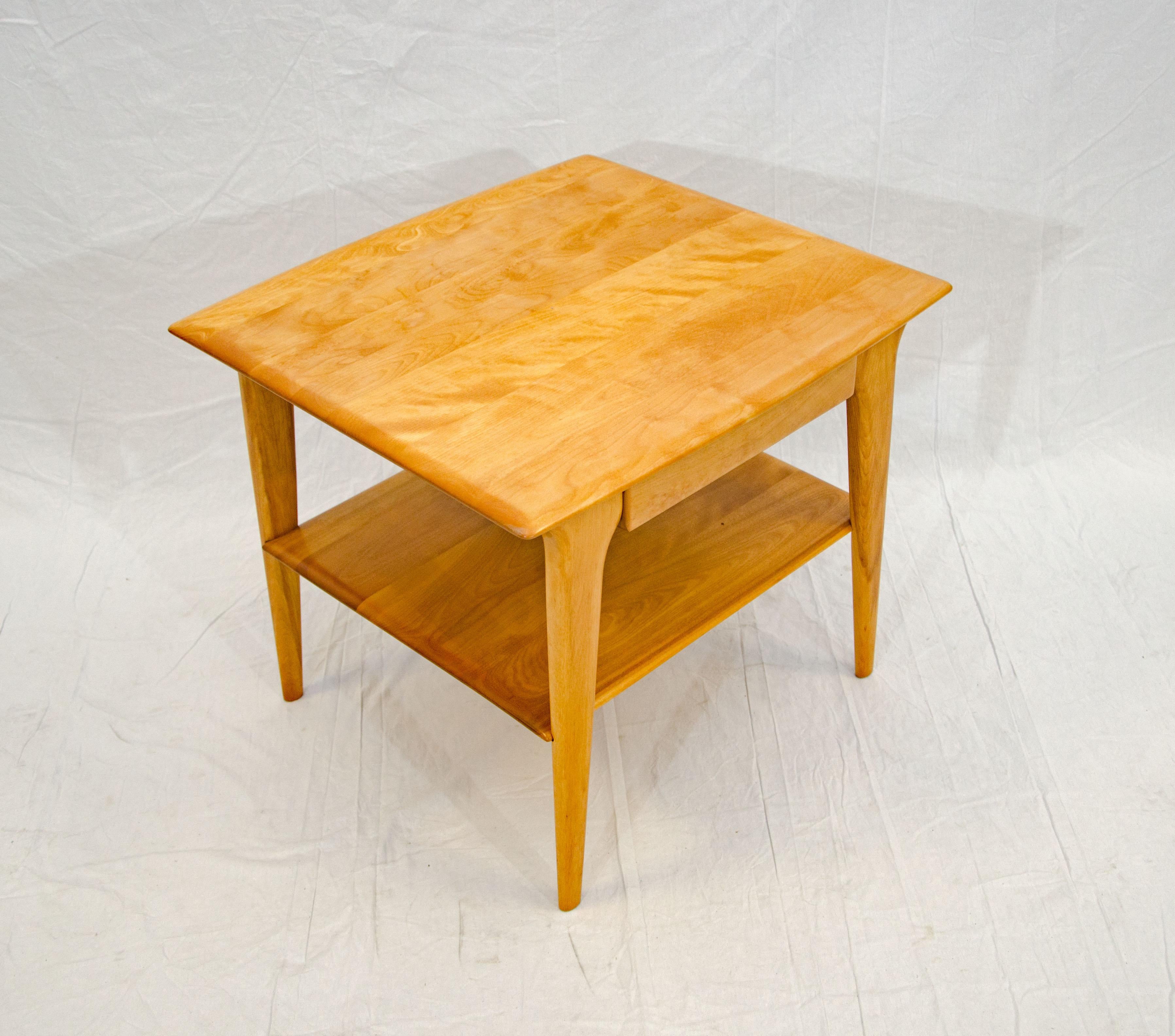 heywood wakefield end table with drawer