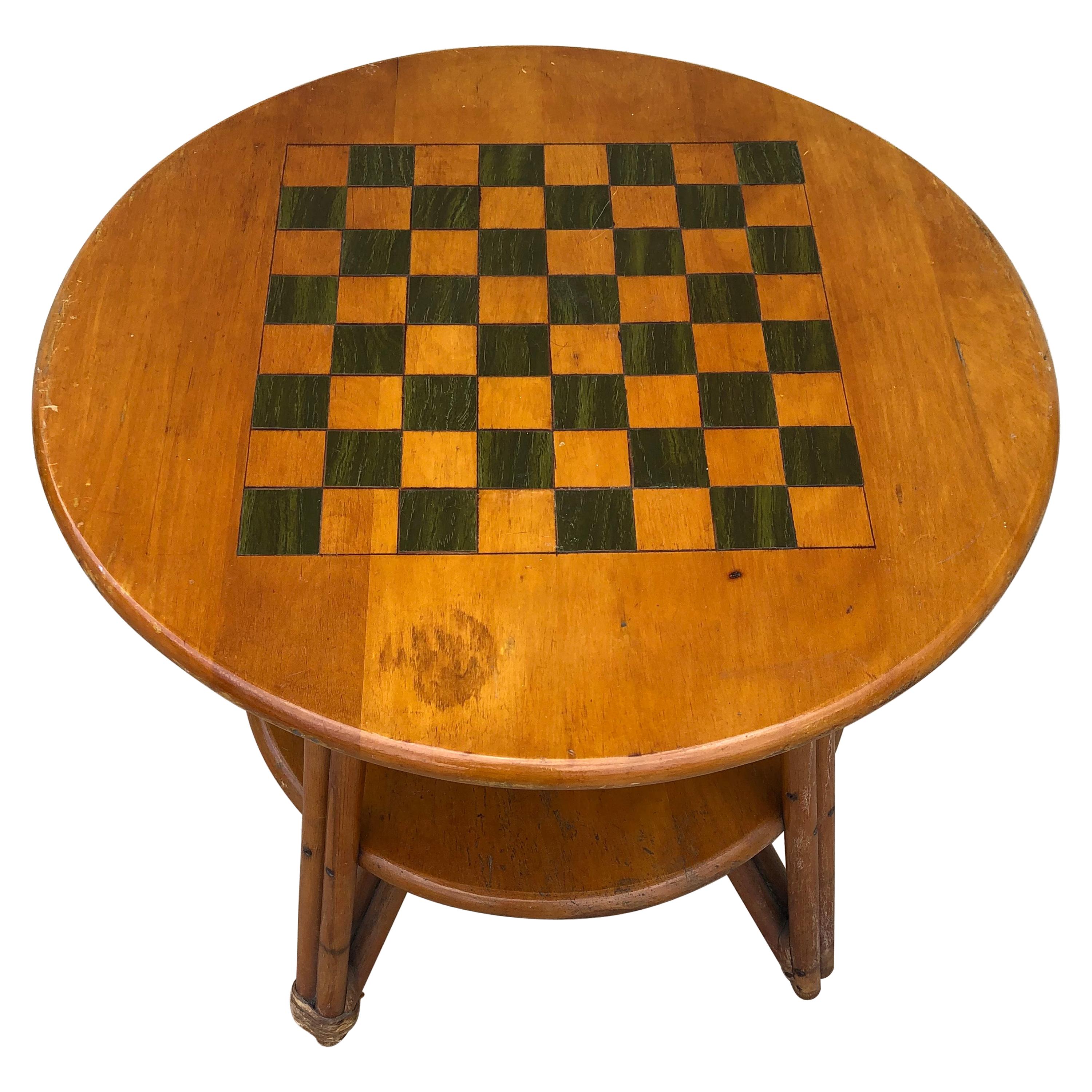 Vintage Heywood Wakefield Rattan Game Table