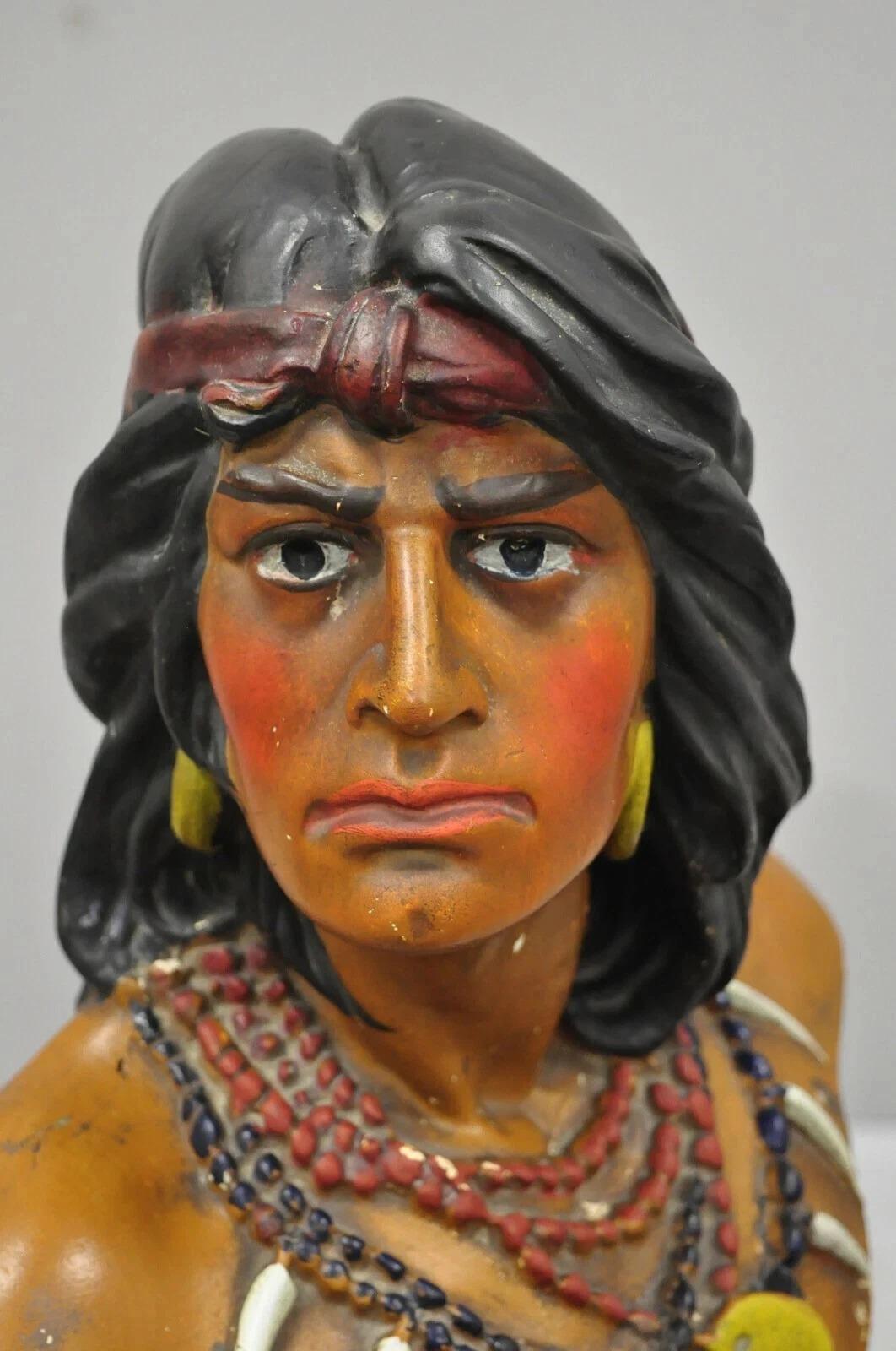 Unknown Vintage Hiawatha Native American Chalkware Cigar Store 20