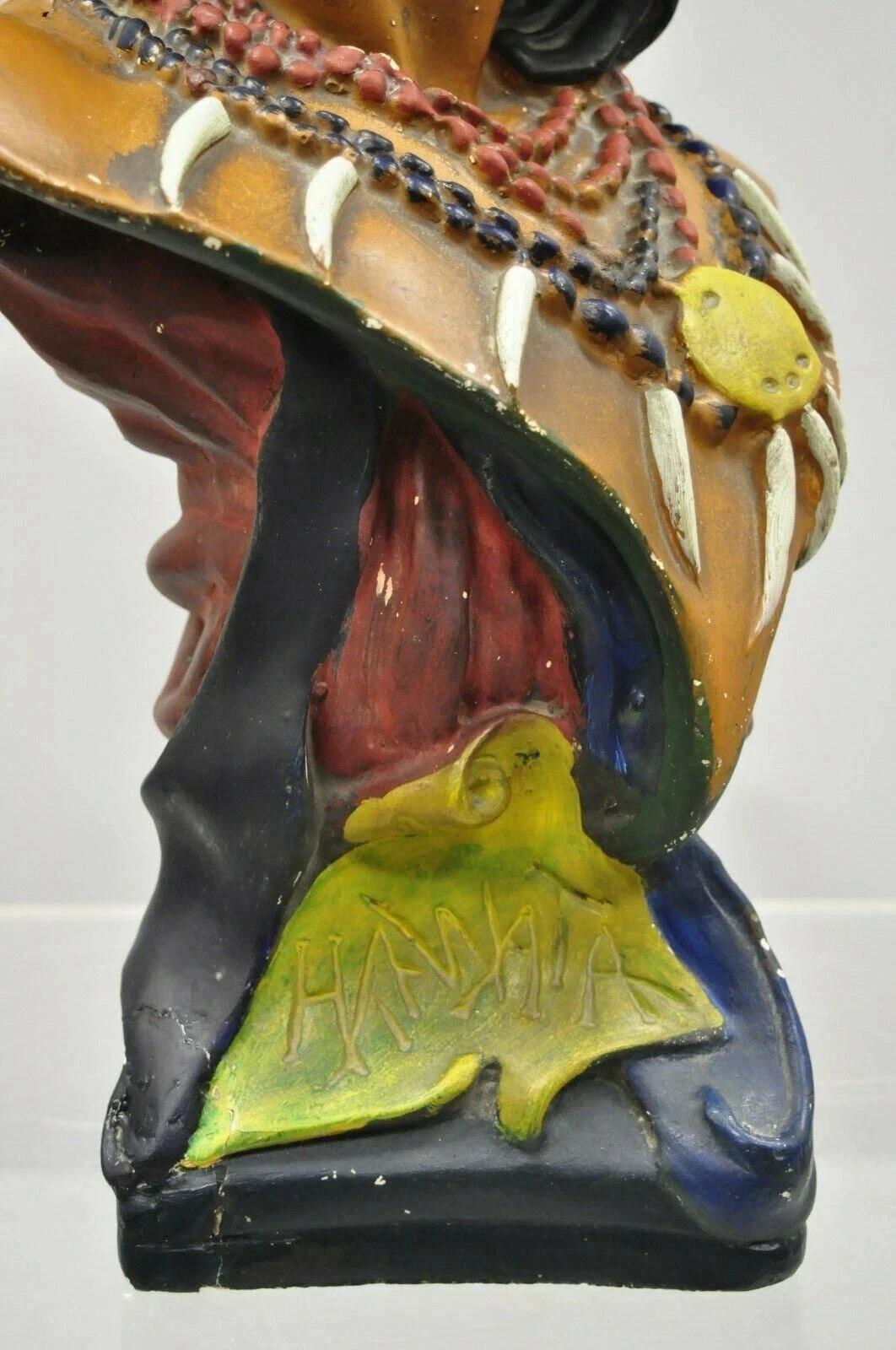 20th Century Vintage Hiawatha Native American Chalkware Cigar Store 20