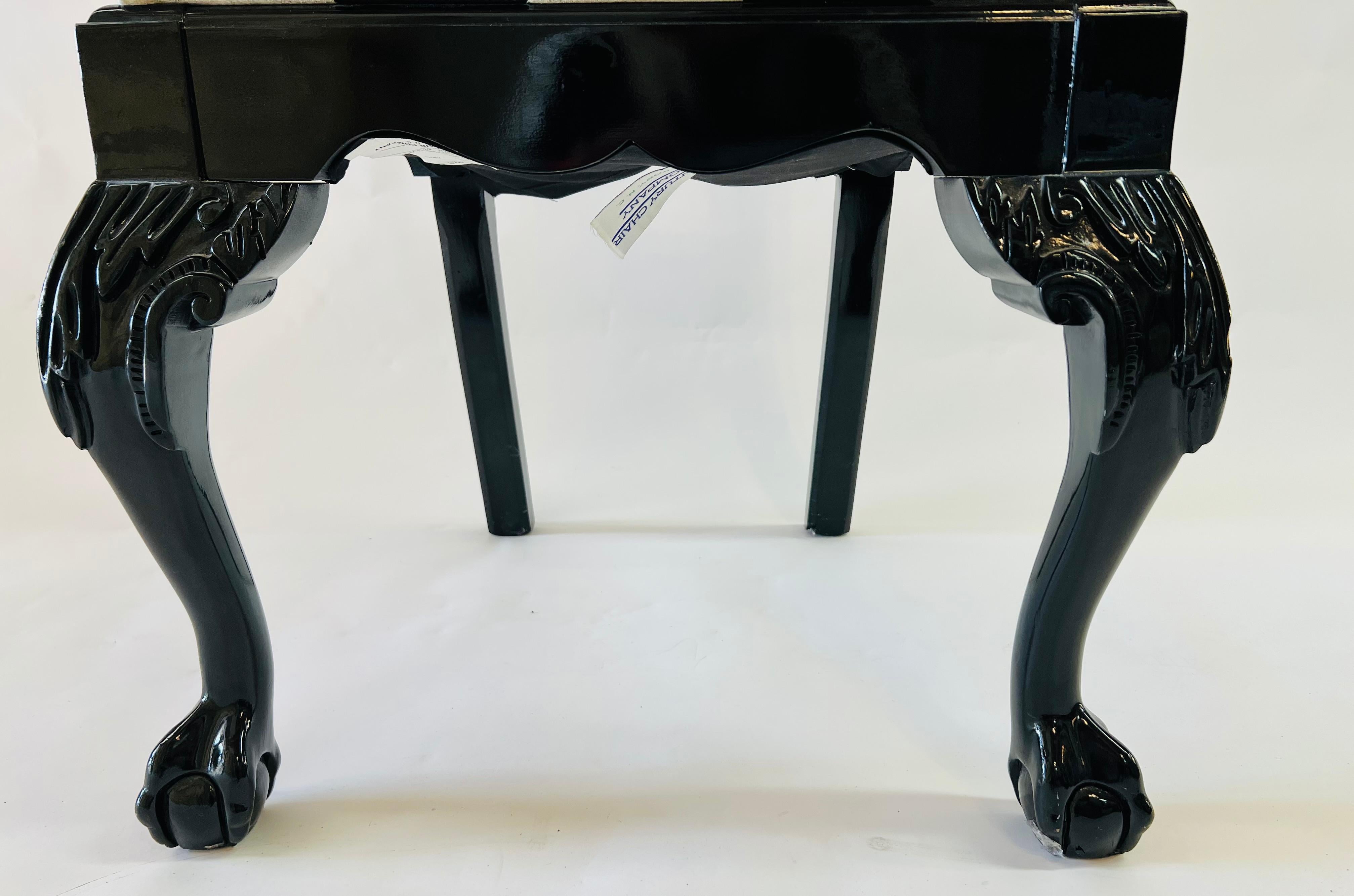 Vintage Hickory Black Lacquer Chippendale Style Dining Chairs, Set of 8 9