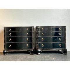 Vintage Hickory Chair Bow Front Chippendale Chest of Drawers - A Pair