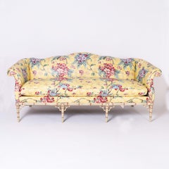 Chaise Chippendale chinoise Camelback vintage en faux bambou