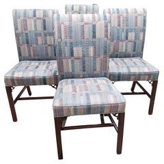 Vintage Hickory Chair Chippendale Mahogany Upholstered Chairs, a Set