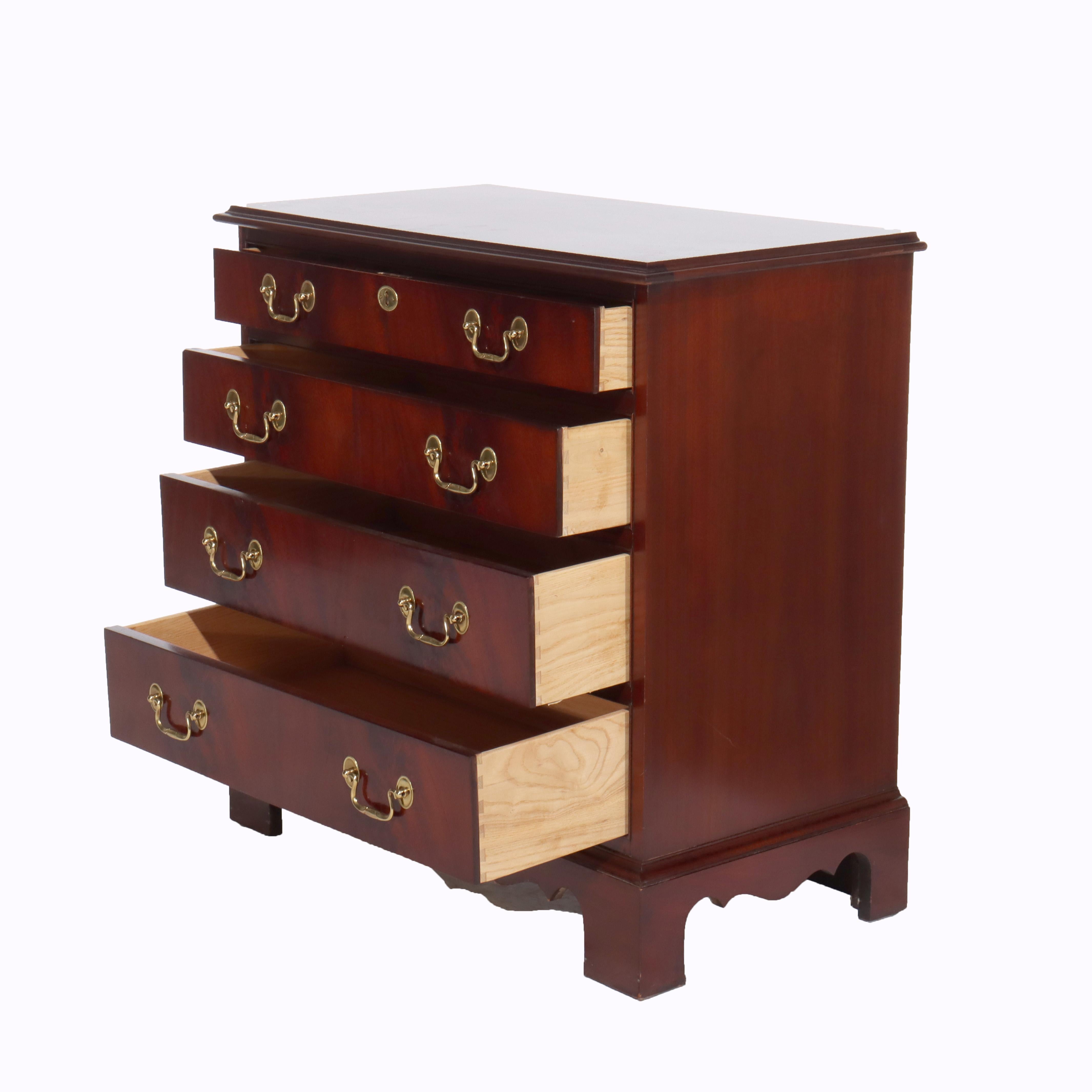 20th Century Vintage Hickory Chair Co. Diminutive Mahogany 4-Drawer Chest Signed C1940 For Sale