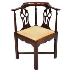 Vintage Hickory Chair Co Georgian Style Mahogany Corner Accent Side Chair