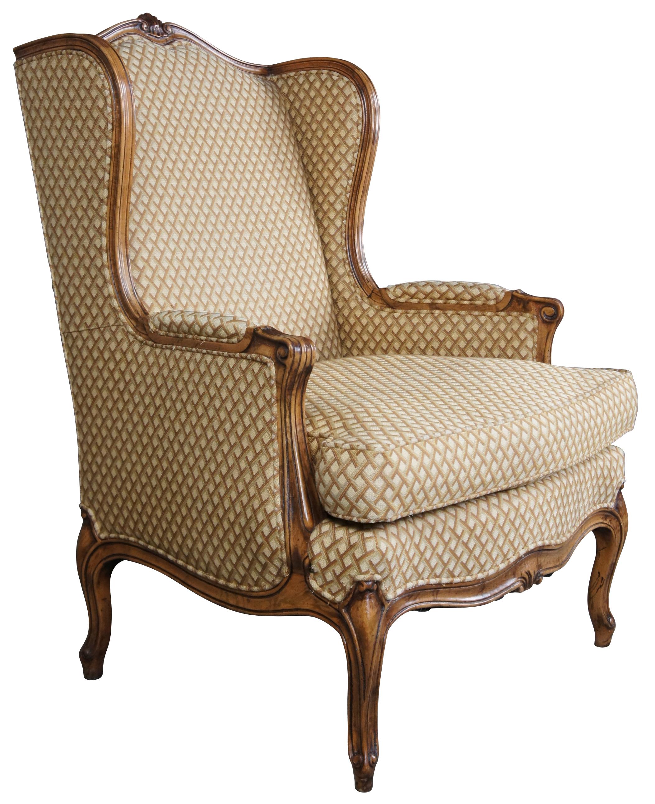 French Provincial Vintage Hickory Chair Collectors Mix French Country  Walnut Wingback Arm Lattice