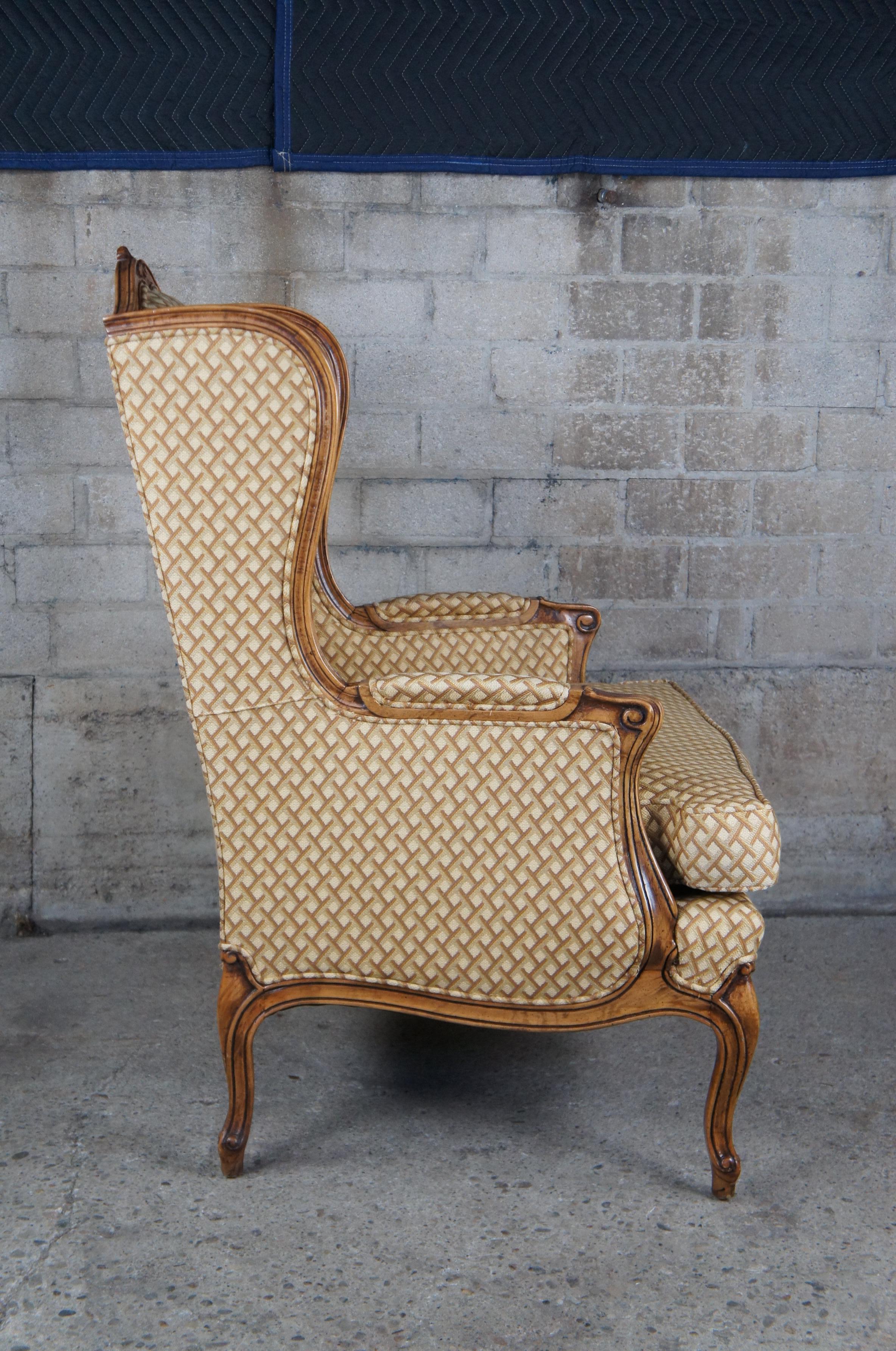 Mid-20th Century Vintage Hickory Chair Collectors Mix French Country  Walnut Wingback Arm Lattice