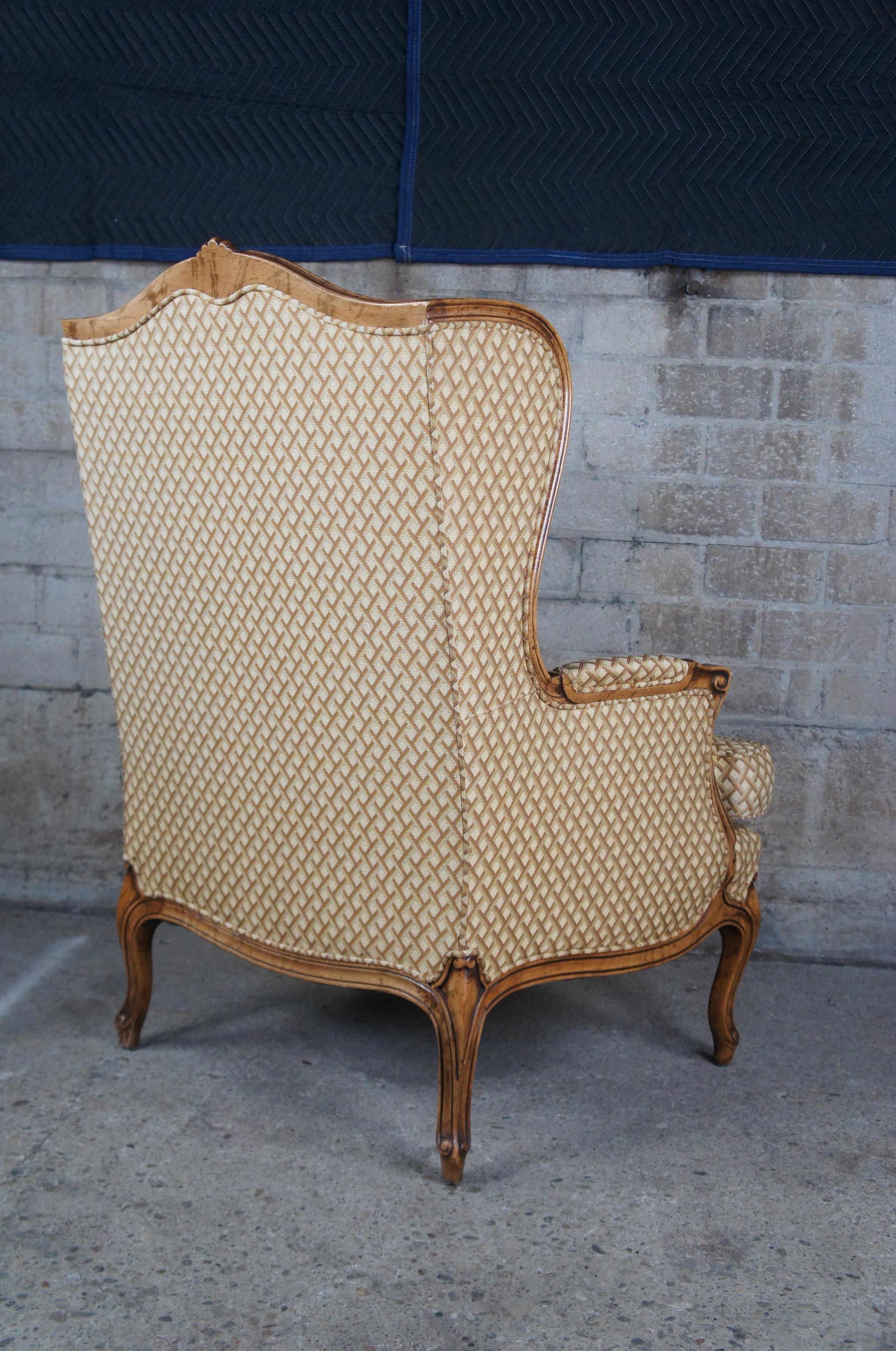 Upholstery Vintage Hickory Chair Collectors Mix French Country  Walnut Wingback Arm Lattice
