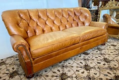 Vintage Hickory Chair Furniture Company Chesterfield Tufted Leather Sofa