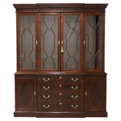 HICKORY CHAIR James River Banded Mahogany Traditional Breakfront China Cabinet