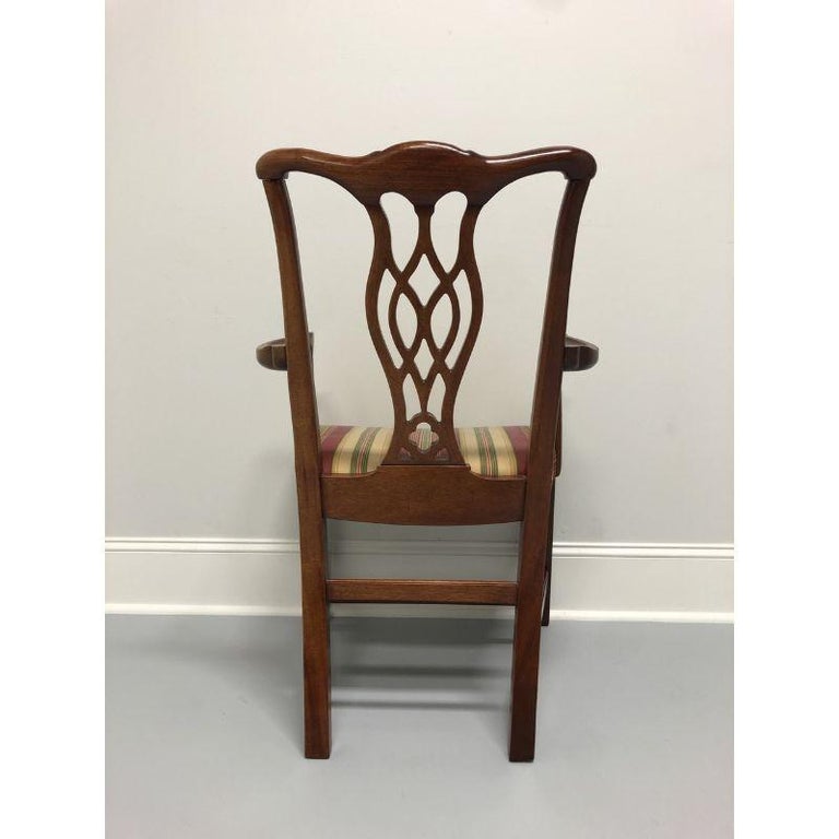 20th Century HICKORY CHAIR Solid Mahogany Chippendale Dining Armchair For Sale