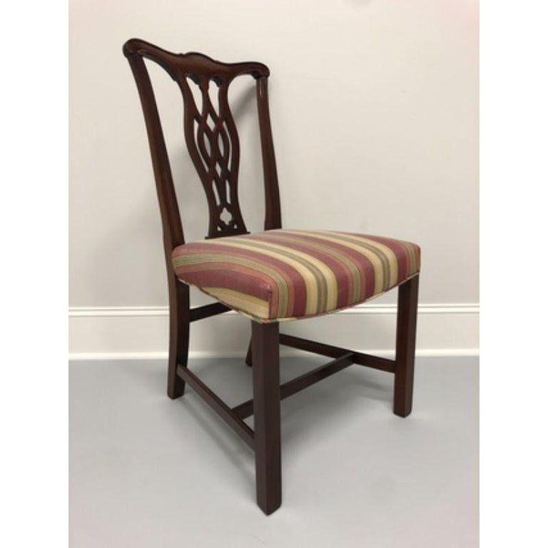 American HICKORY CHAIR Solid Mahogany Chippendale Straight Leg Dining Side Chair For Sale