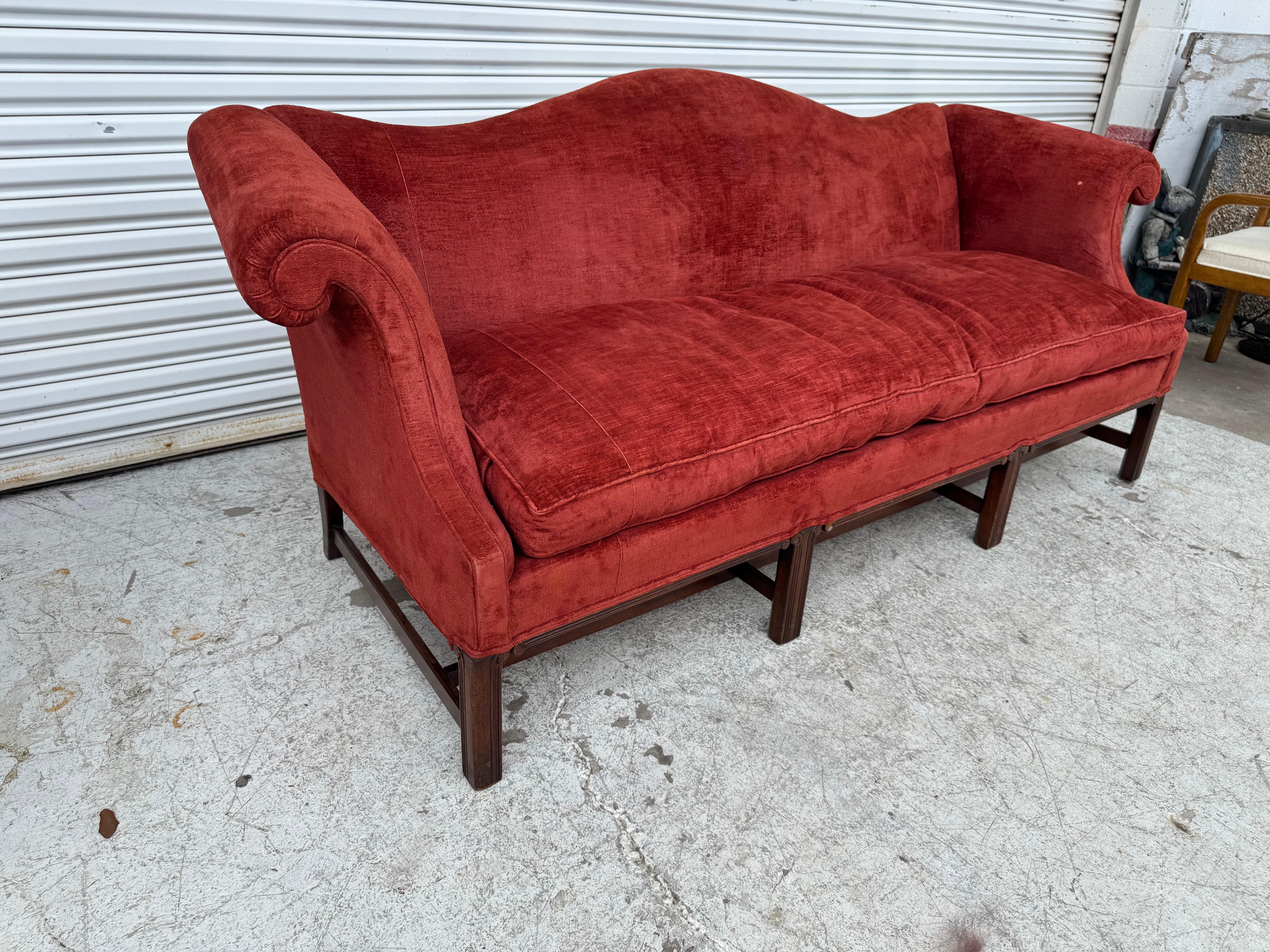 Fabric Vintage Hickory Chippendale Sofa For Sale