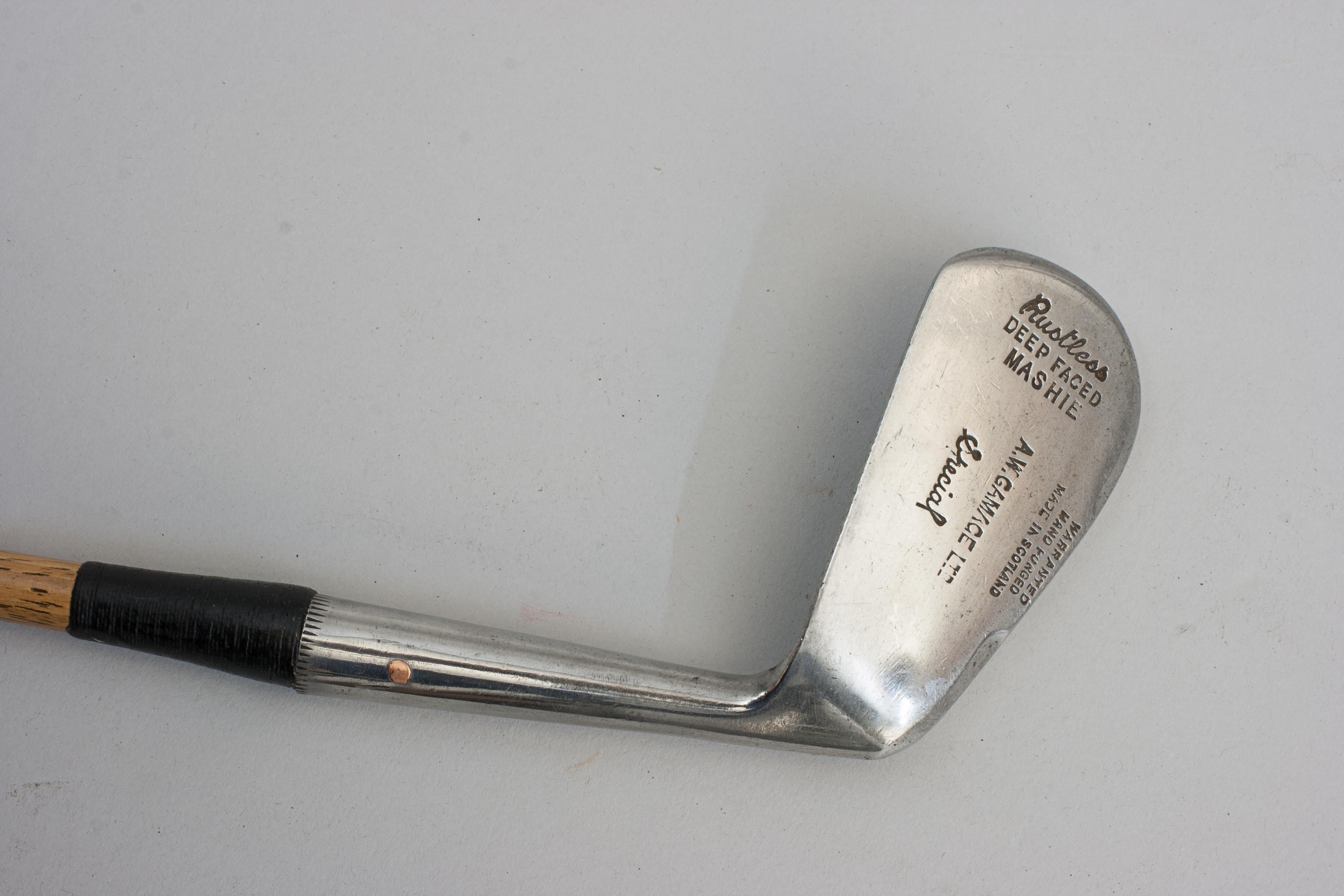 Vintage, Hickory Golf Club, Deep Face Mashie by Gamage For Sale 1