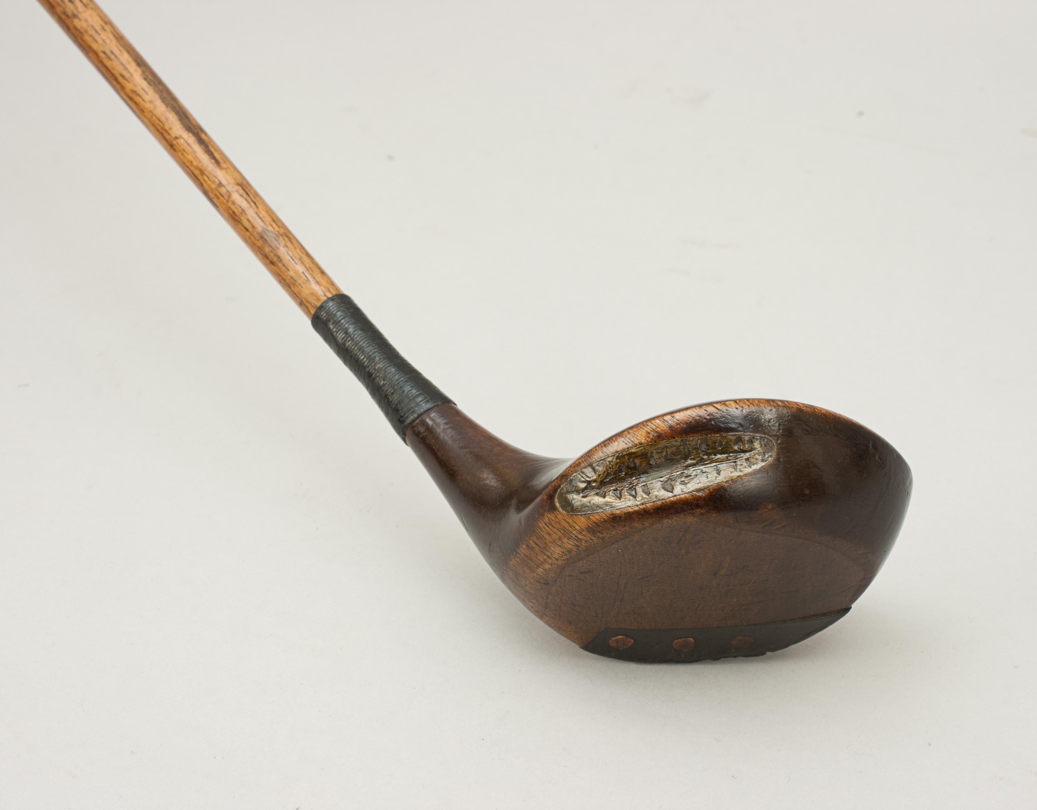 British Vintage Hickory Shafted Brassie Golf Club by T. Simpson of Southport