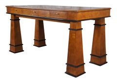 Vintage Hickory White Biedermeier Maple Ebonized Writing Desk Library Table