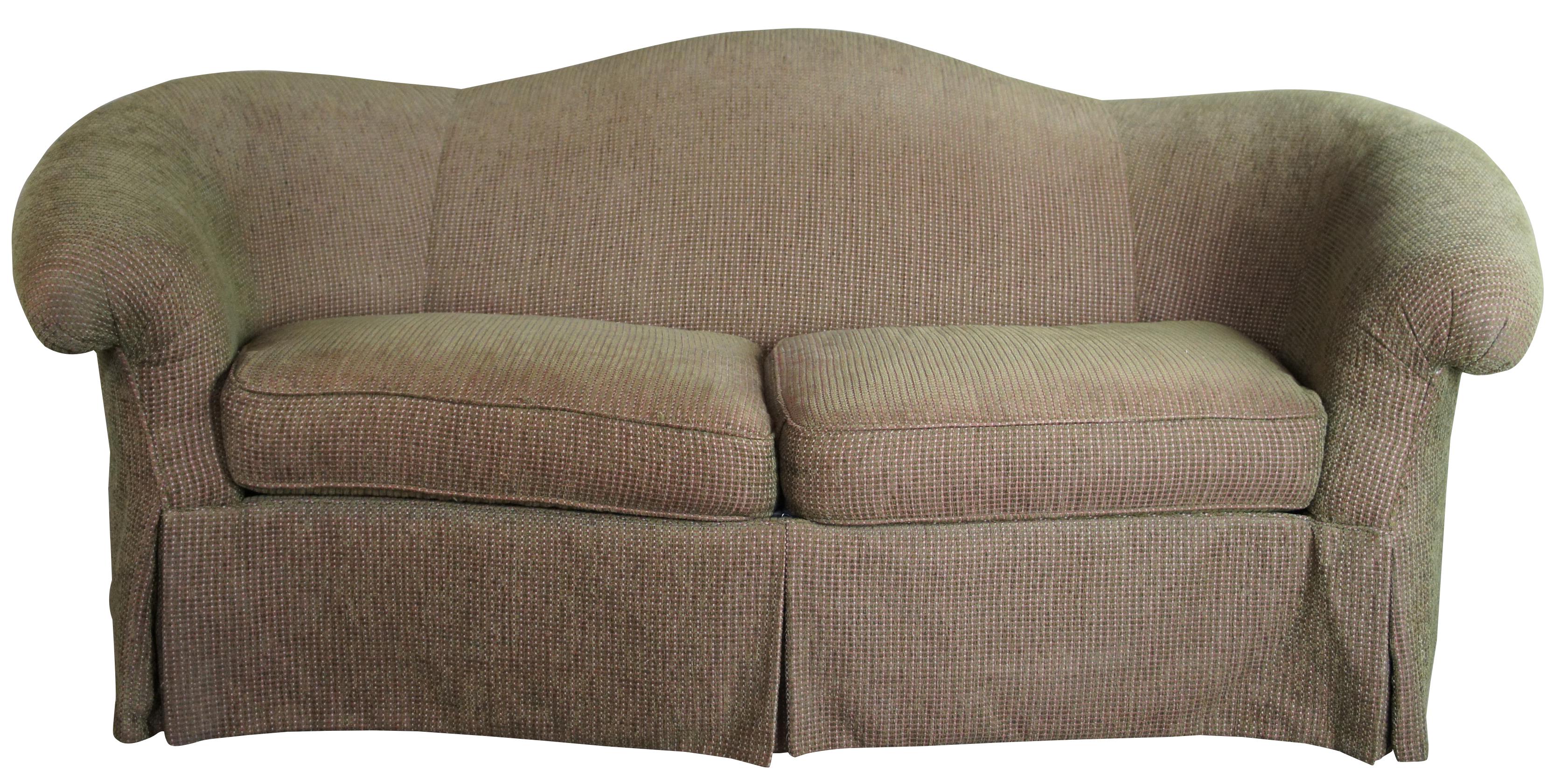 camel back sofa with rolled arms