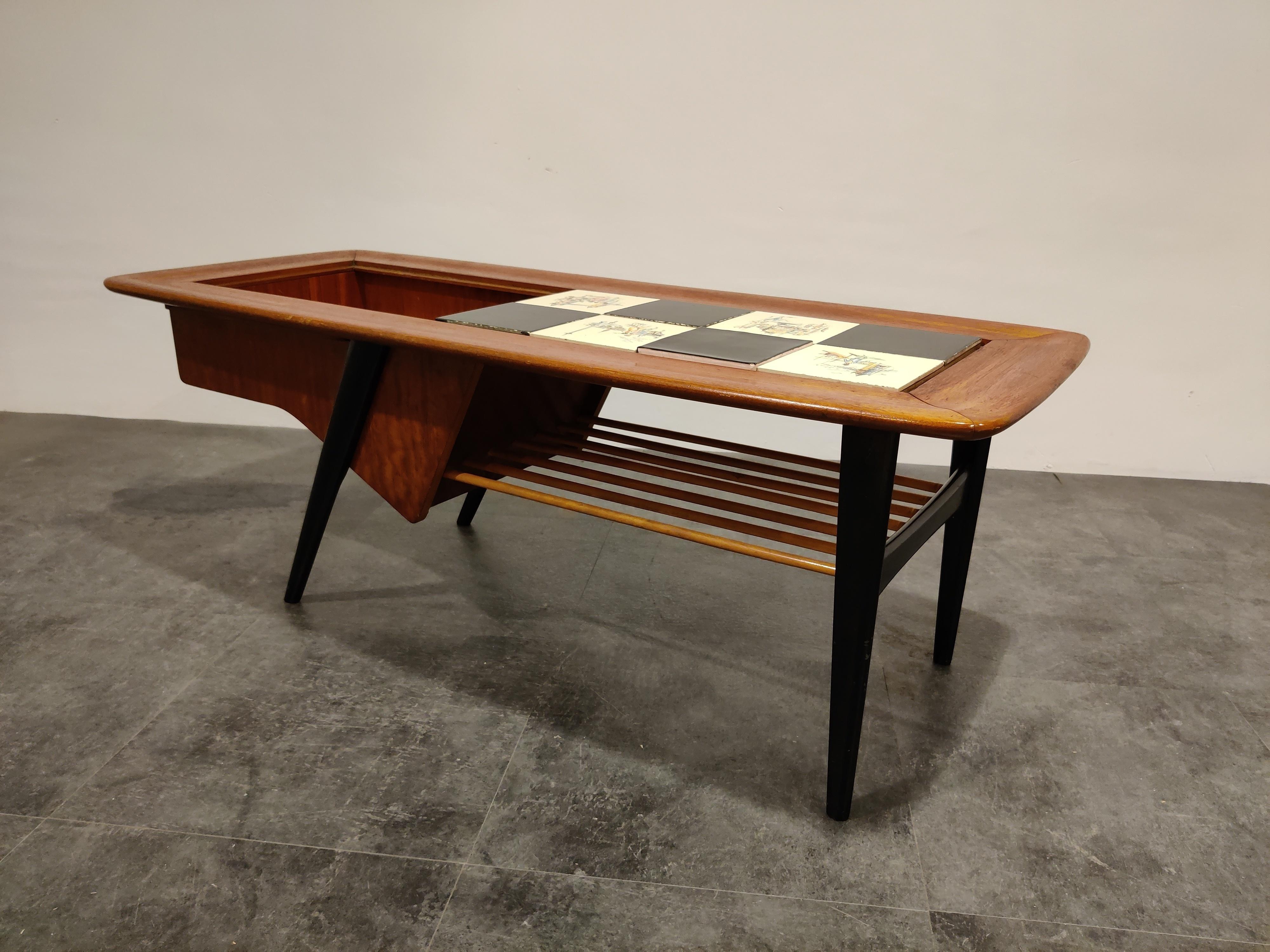 Mid-20th Century Vintage Hidden Bar Coffee Table by Alfred Hendrickx for Belfom, 1950s For Sale