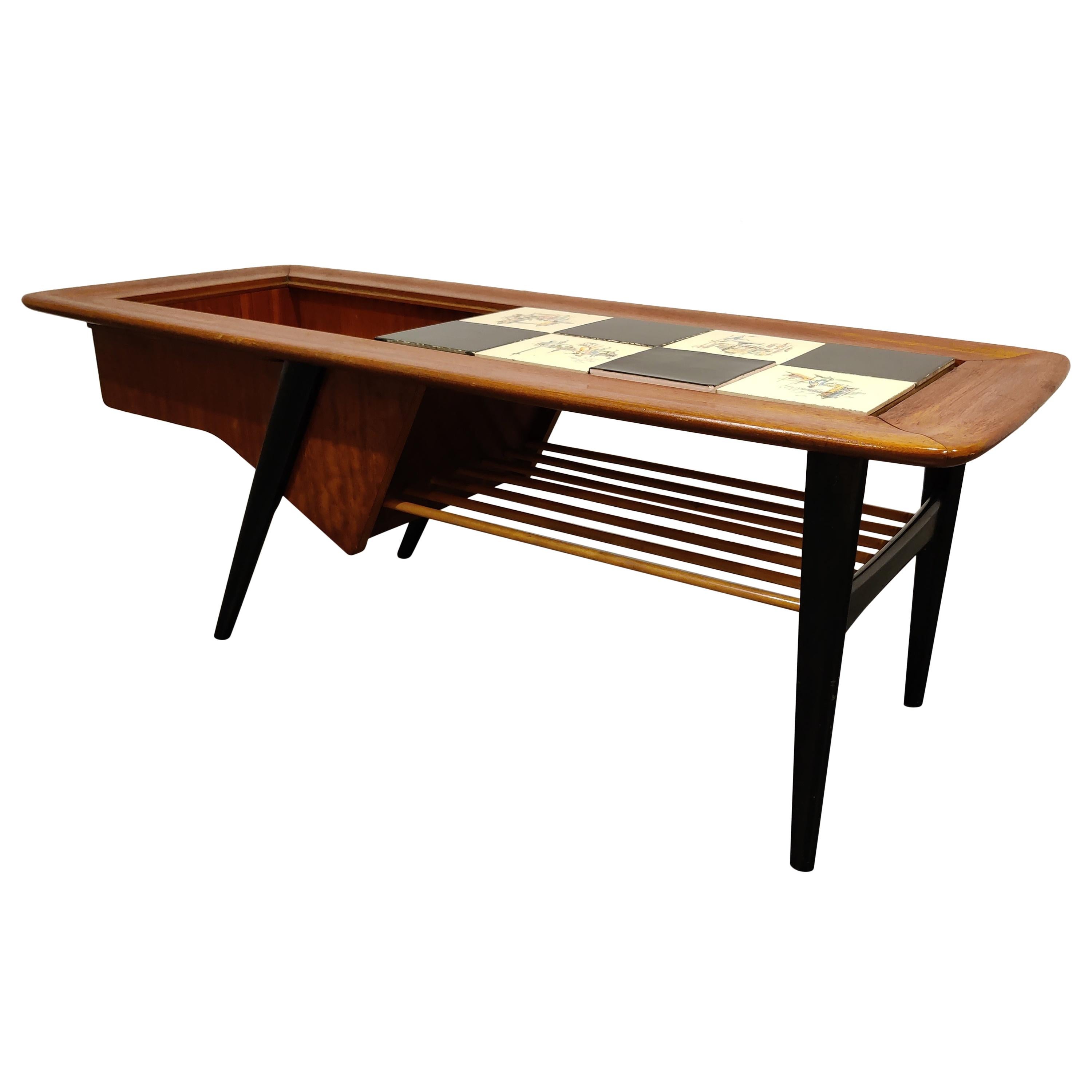 Vintage Hidden Bar Coffee Table by Alfred Hendrickx for Belfom, 1950s For Sale