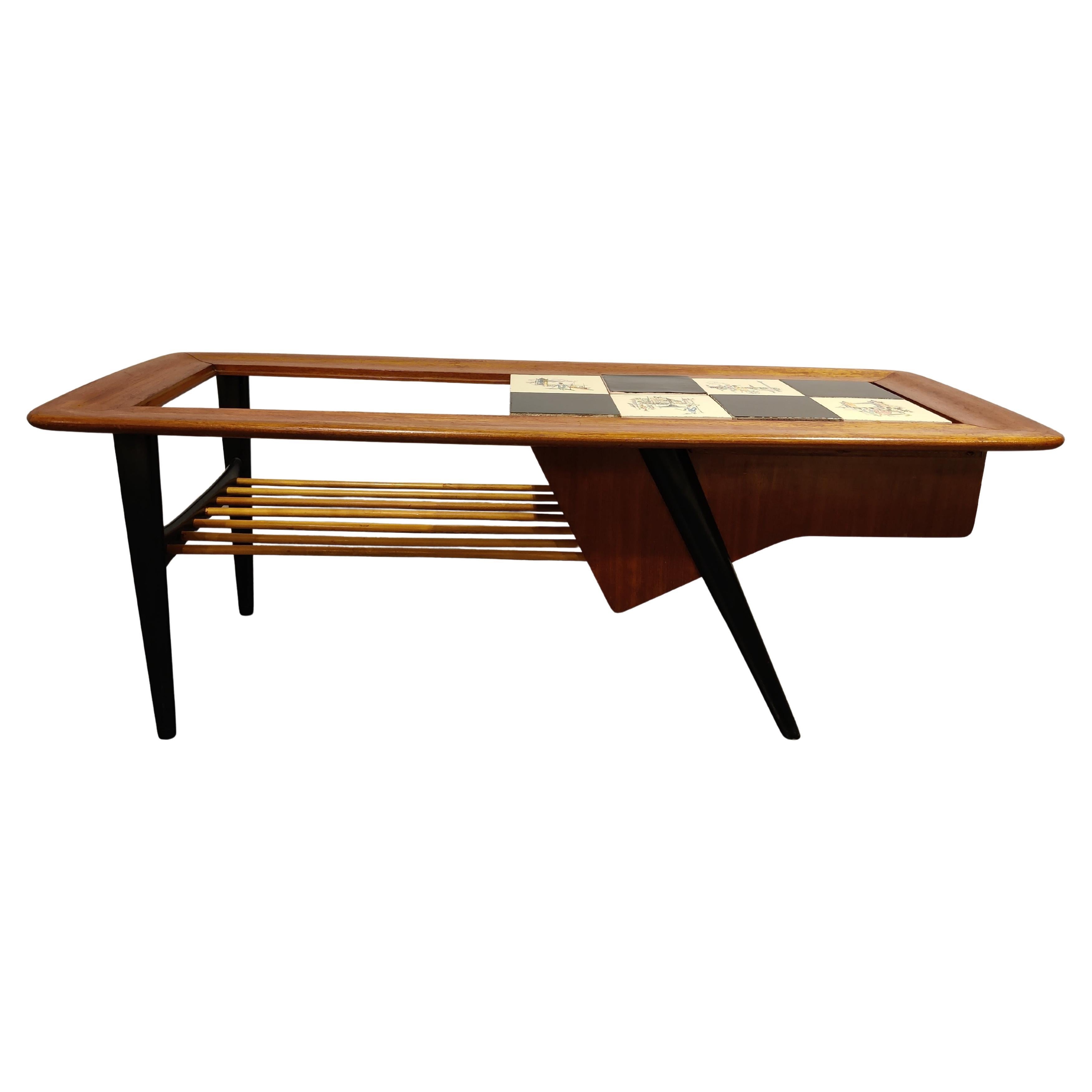 Vintage Hidden Bar Coffee Table by Alfred Hendrickx for Belfom, 1950s For Sale