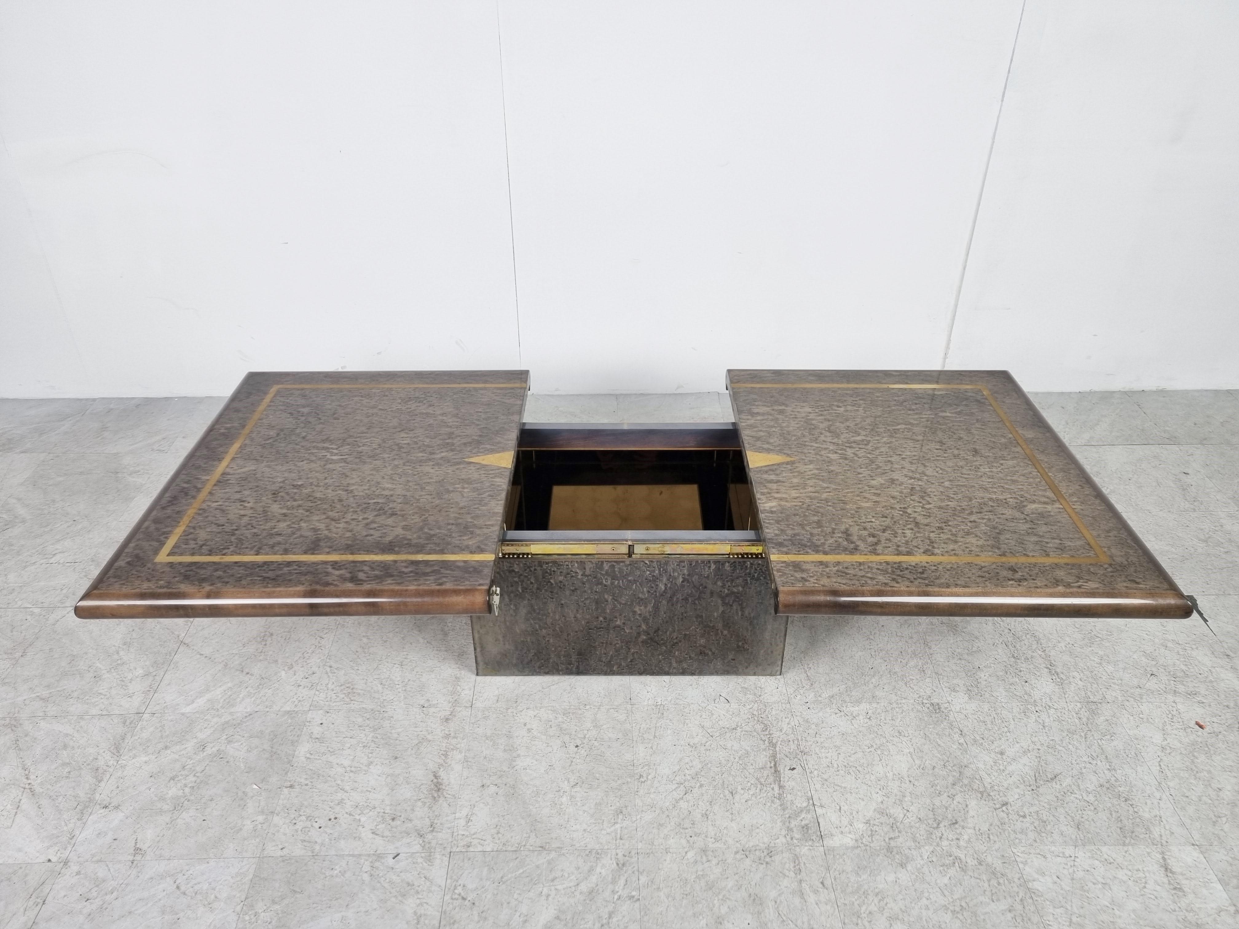 Vintage hidden bar coffee table by Eric Maville, 1970s 3
