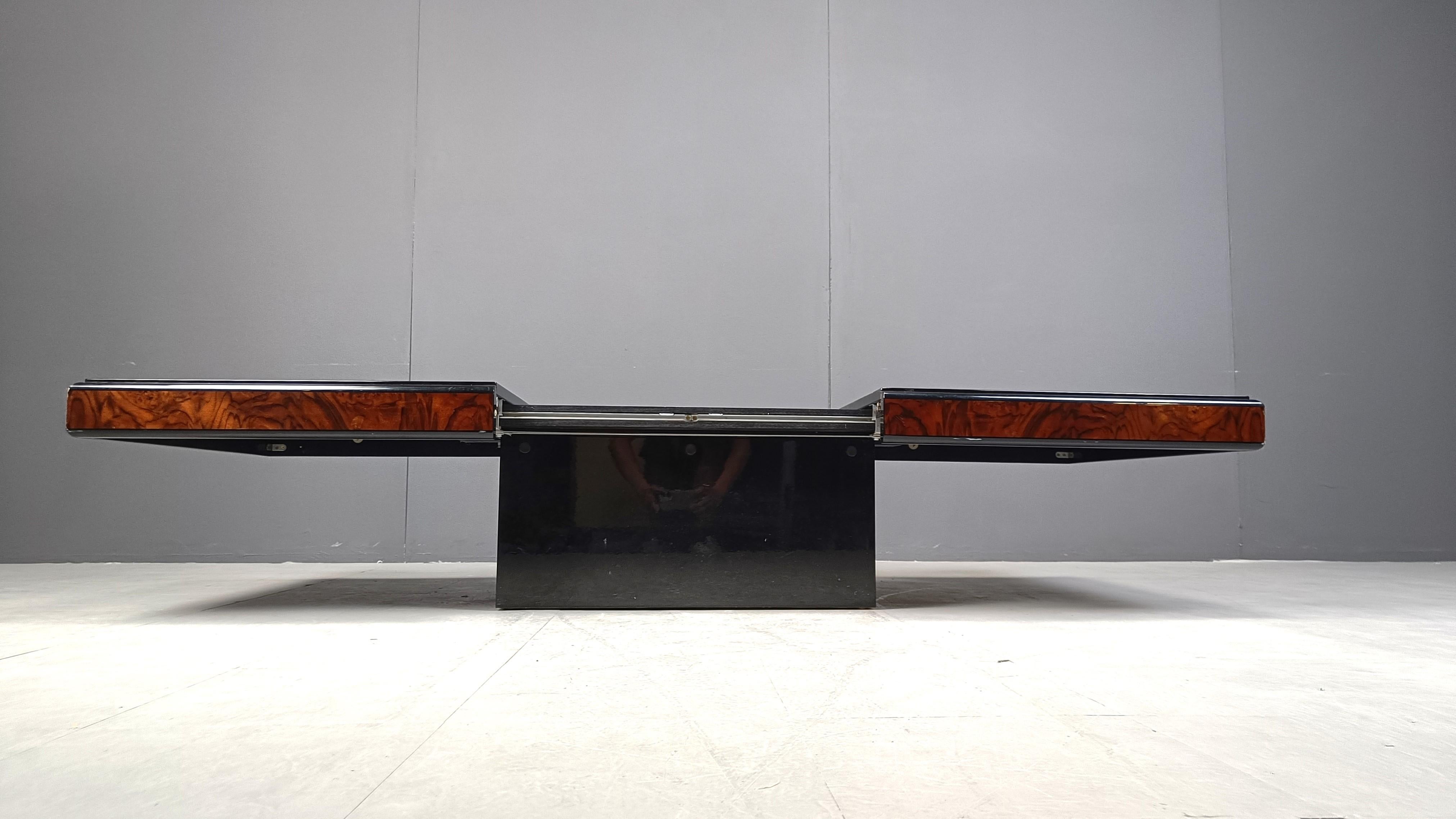Vintage hidden bar coffee table by Eric Maville, 1970s 3