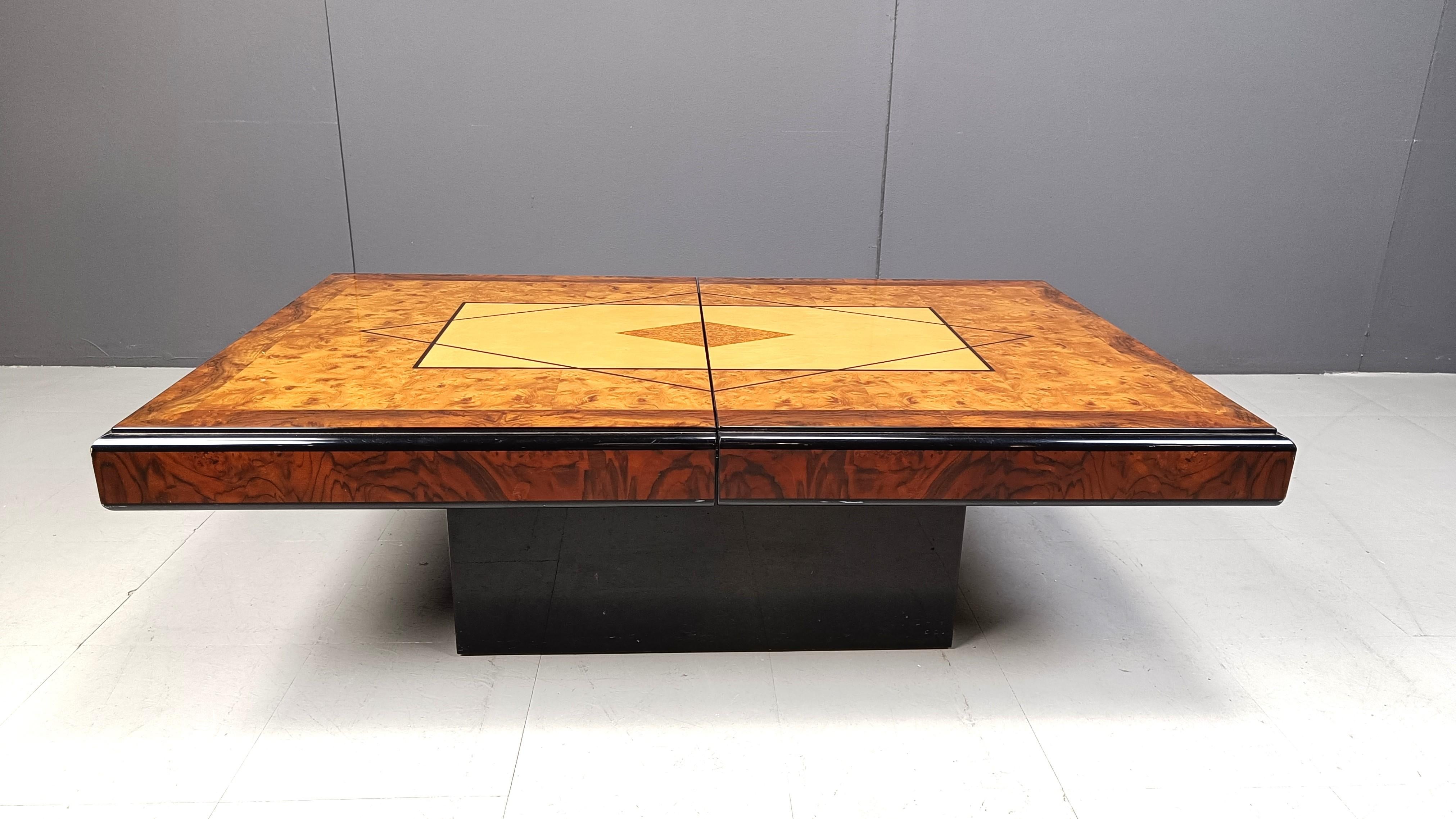 French Vintage hidden bar coffee table by Eric Maville, 1970s