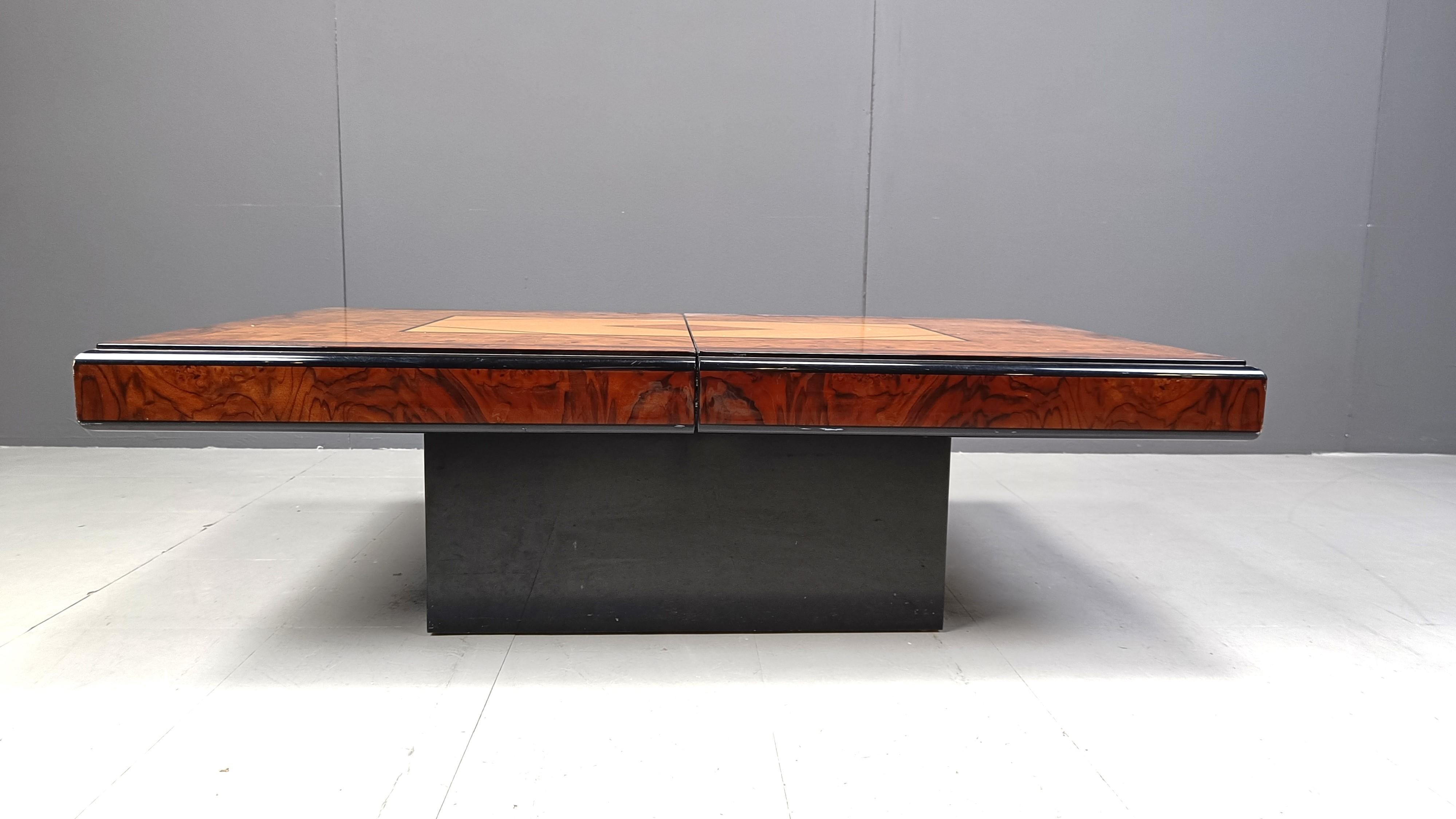 Vintage hidden bar coffee table by Eric Maville, 1970s In Good Condition In Leuven, Vlaams Gewest