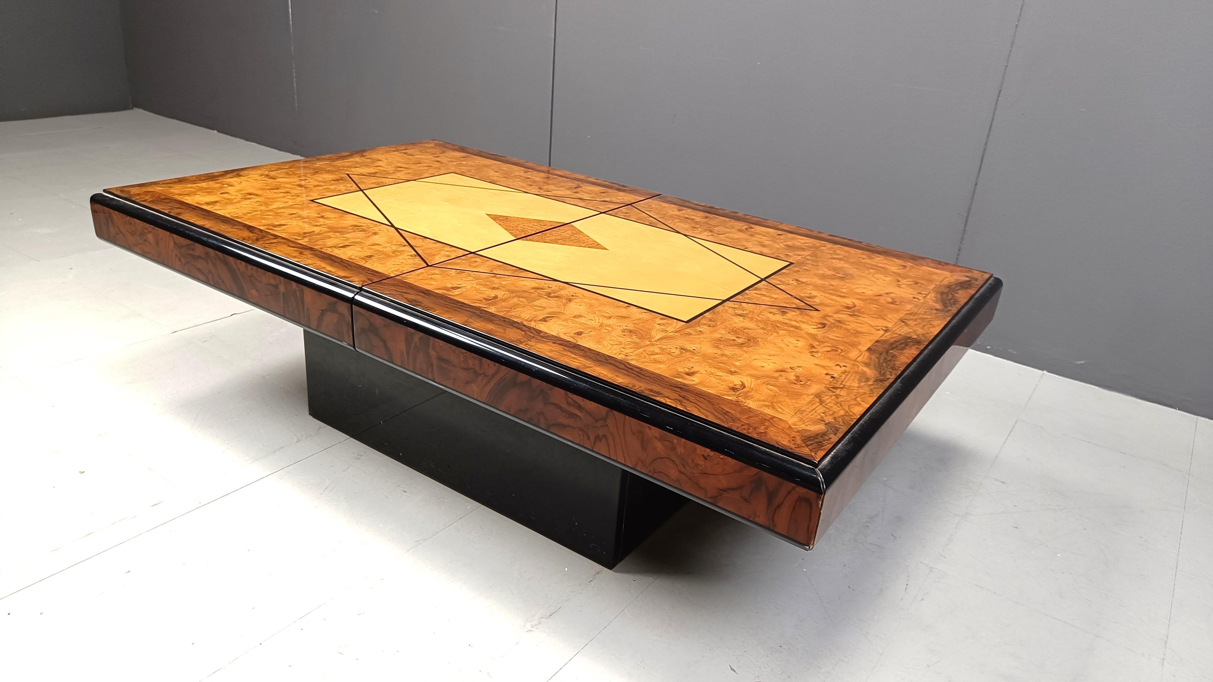 Late 20th Century Vintage hidden bar coffee table by Eric Maville, 1970s