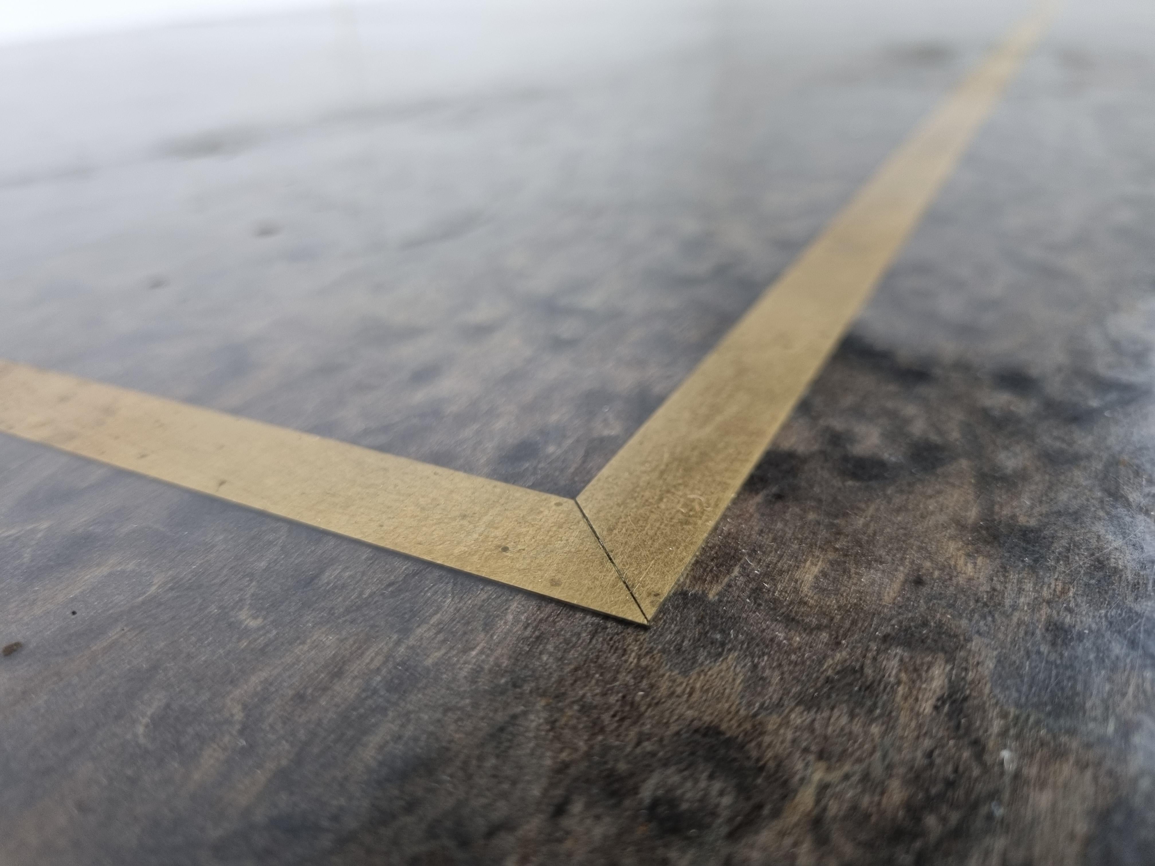 Brass Vintage hidden bar coffee table by Eric Maville, 1970s