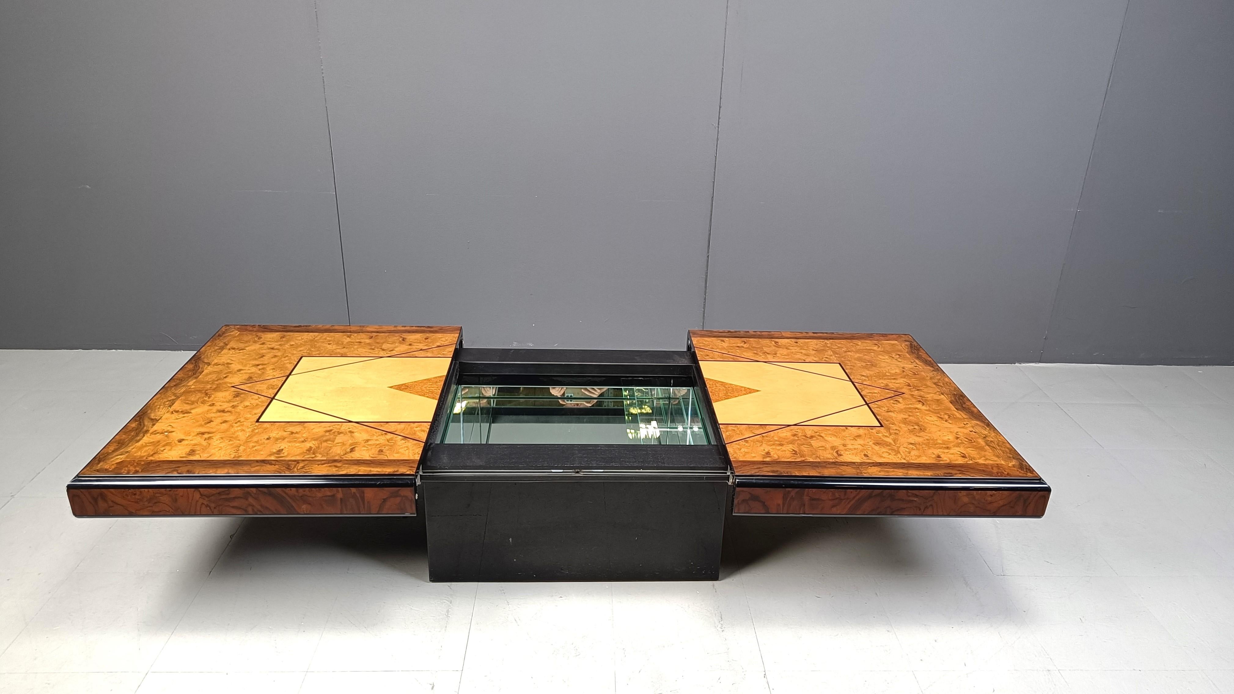 Vintage hidden bar coffee table by Eric Maville, 1970s 2