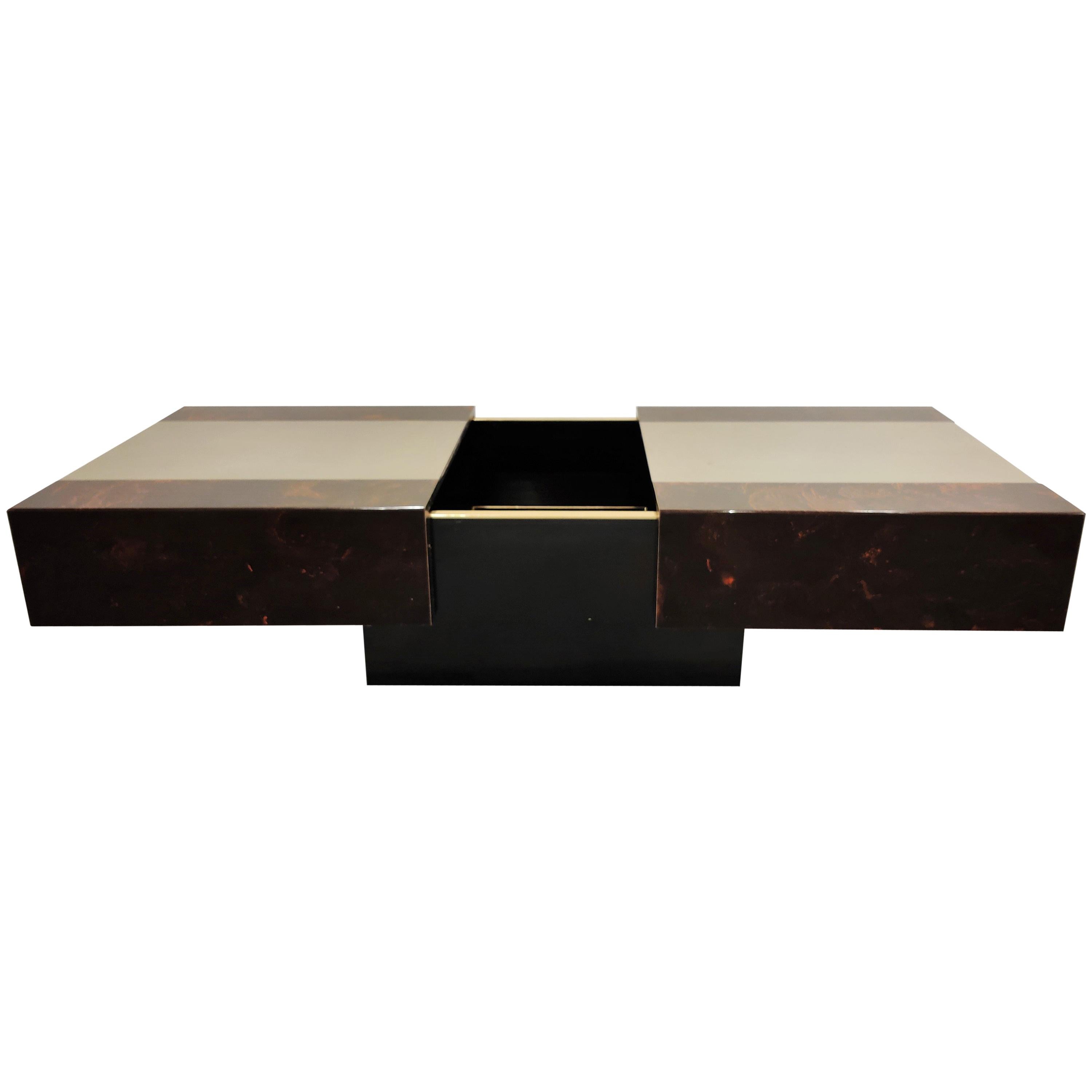 Vintage Hidden Bar Coffee Table by Eric Maville and Jean Claude Mahey, 1970s