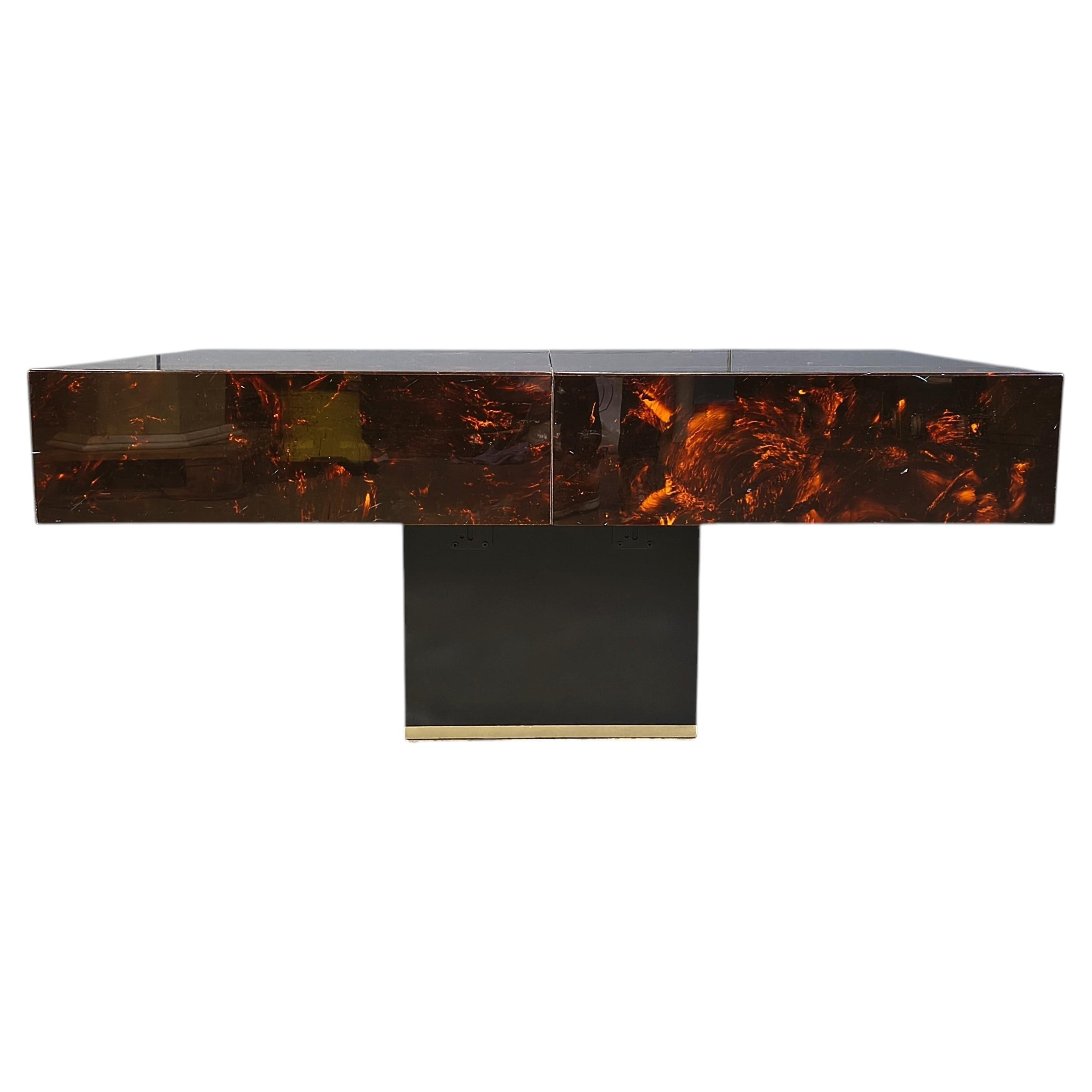 Vintage hidden bar coffee table by Eric Maville and Jean Claude Mahey, 1970s