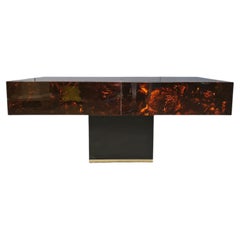 Vintage hidden bar coffee table by Eric Maville and Jean Claude Mahey, 1970s