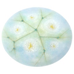 Plat ou chargeur vintage Higgins or, blanc, vert et turquoise